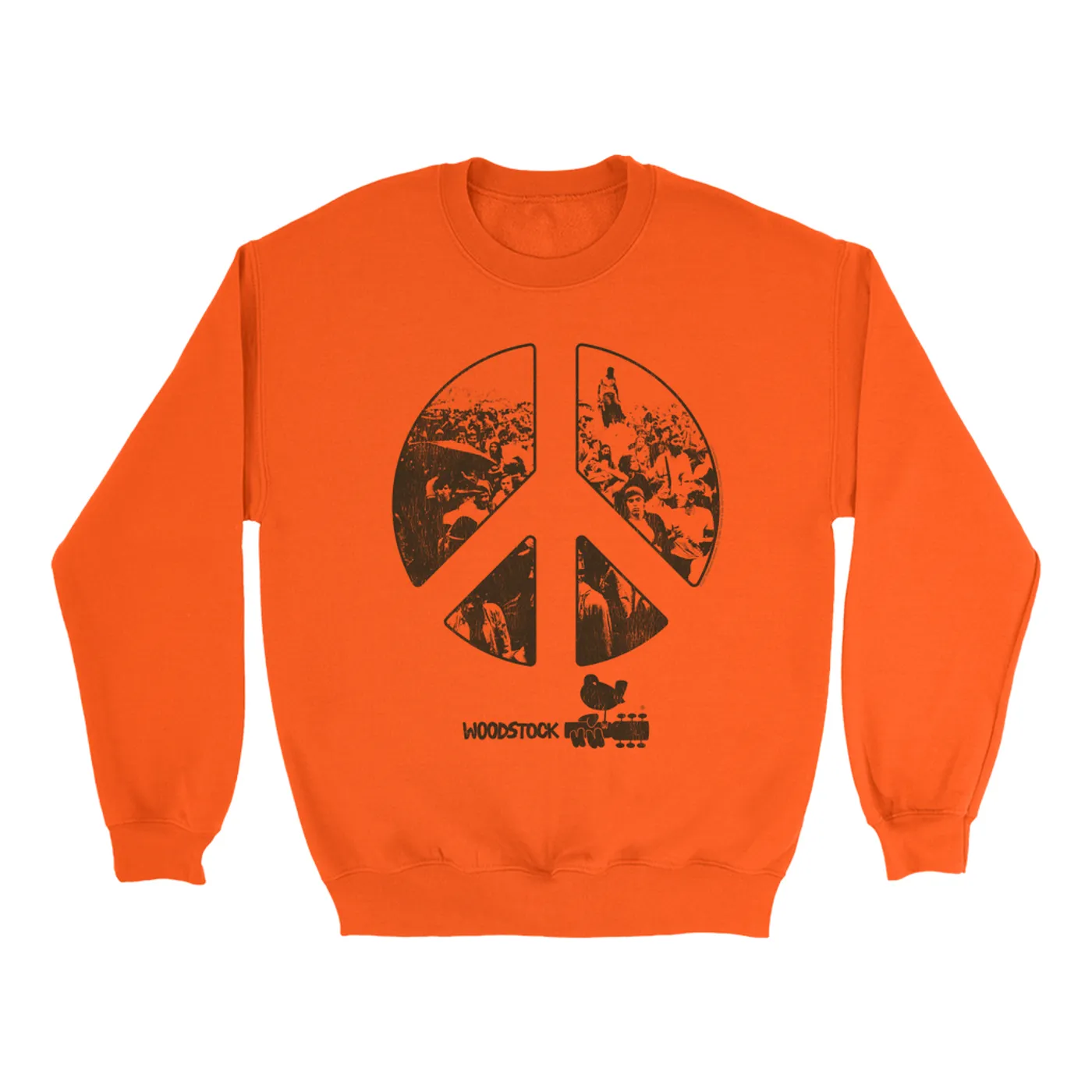 Woodstock Bright Colored Sweatshirt | Crowd Photo Peace Sign Woodstock Sweatshirt