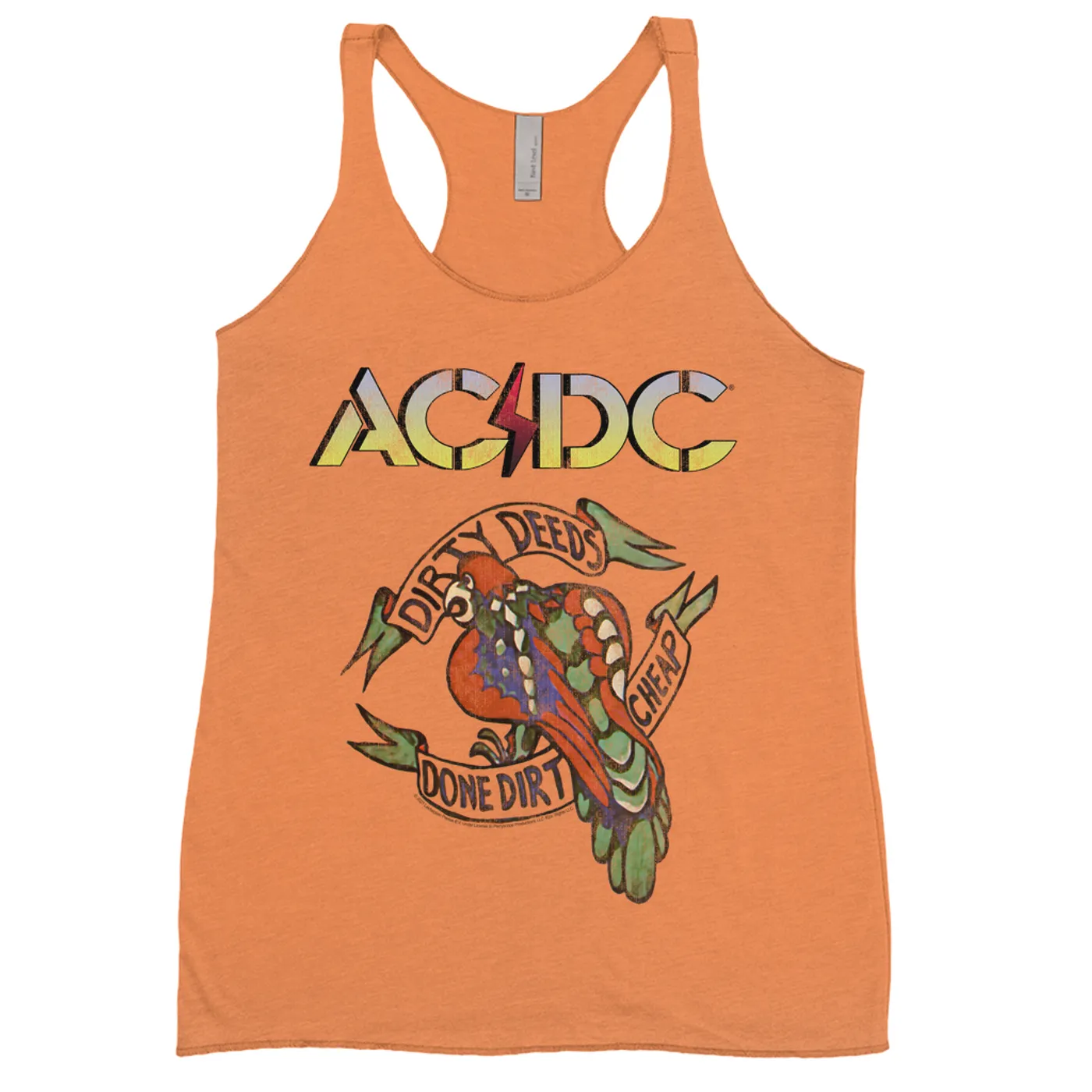 AC/DC Bold Colored Racerback Tank | Dirty Deeds Done Dirt Cheap Tattoo Design ACDC Shirt (Merchbar Exclusive)