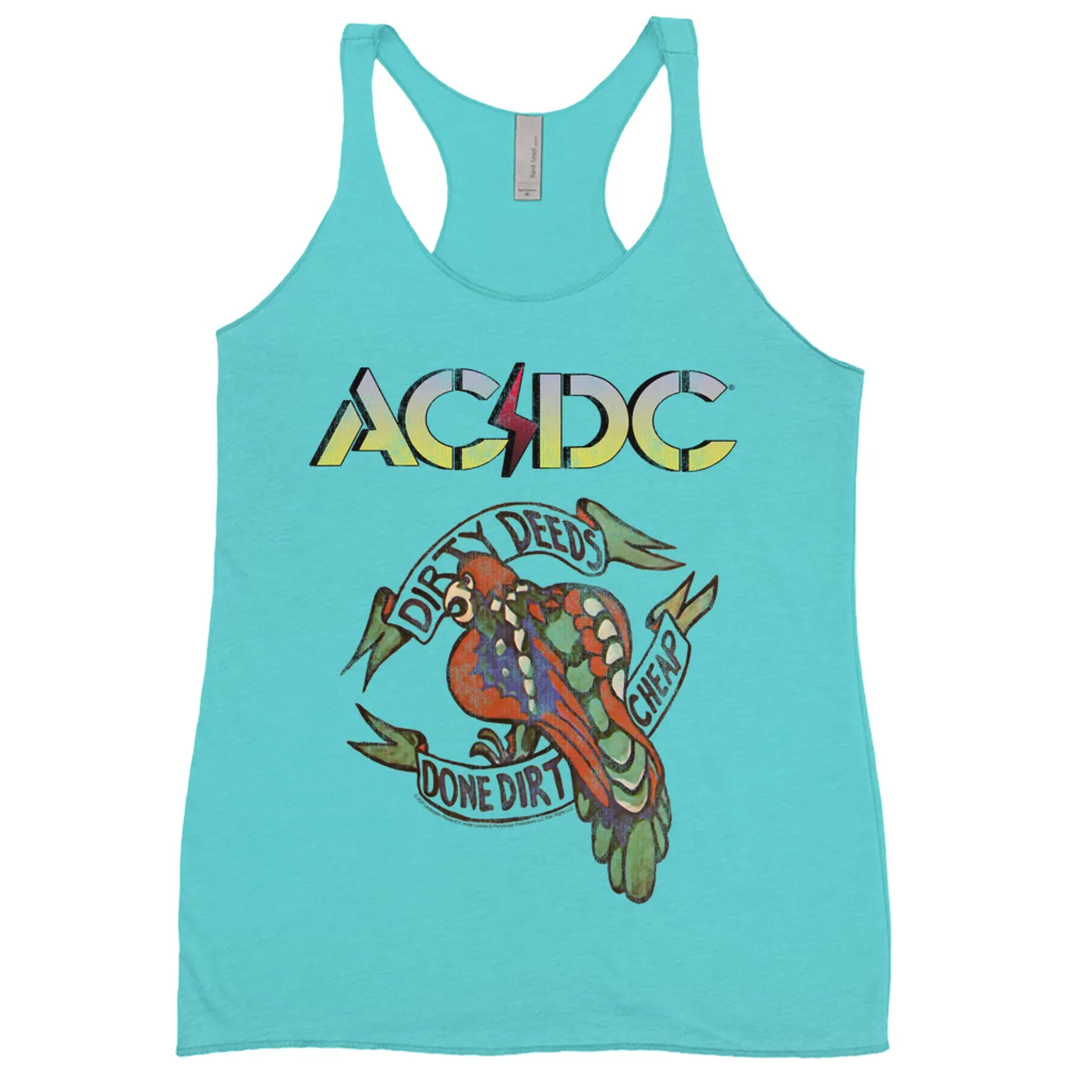 AC/DC Bold Colored Racerback Tank | Dirty Deeds Done Dirt Cheap Tattoo Design ACDC Shirt (Merchbar Exclusive)