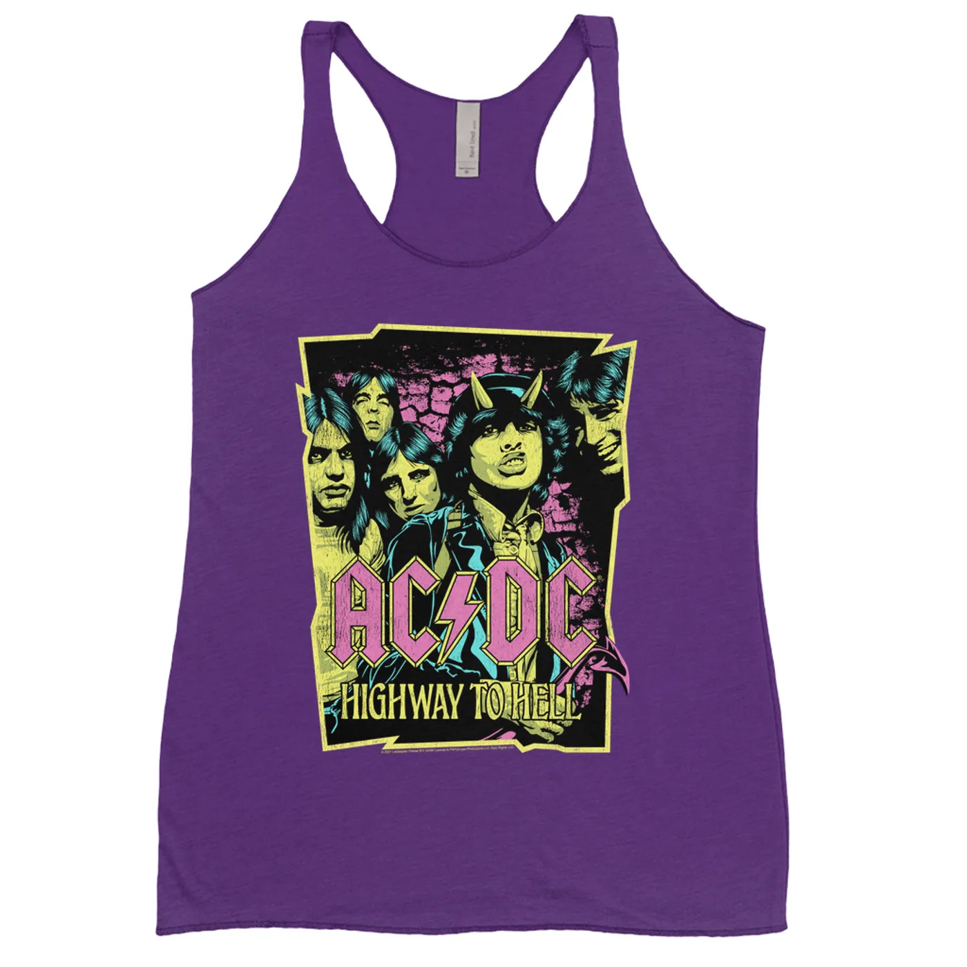 AC/DC Bold Colored Racerback Tank | Highway To Hell Neon Design ACDC Shirt