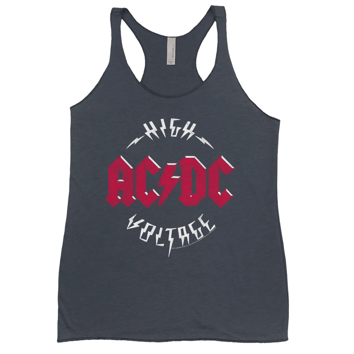 AC/DC Bold Colored Racerback Tank | High Voltage Red Logo Distressed ACDC Shirt