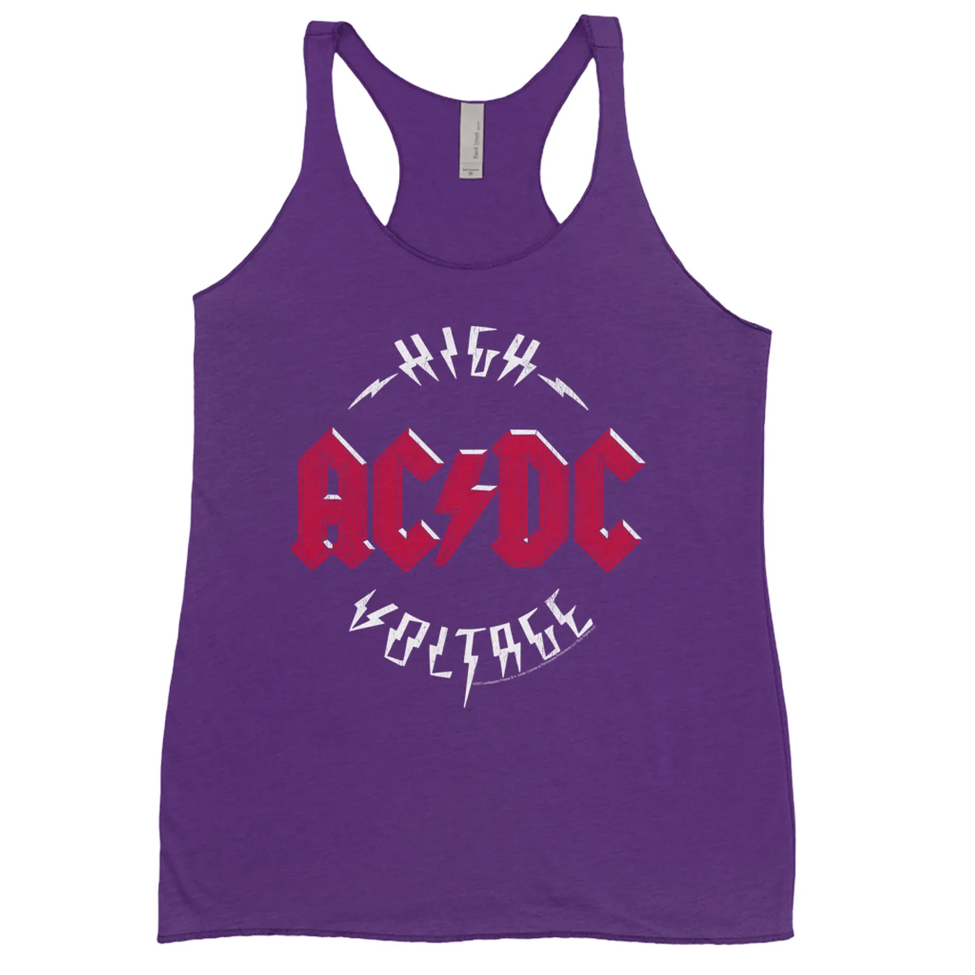 AC/DC Bold Colored Racerback Tank | High Voltage Red Logo Distressed ACDC Shirt