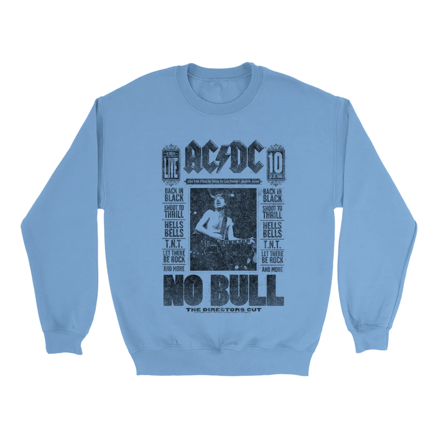AC/DC Bright Colored Sweatshirt | No Bull Album Cover Design Distressed ACDC Sweatshirt