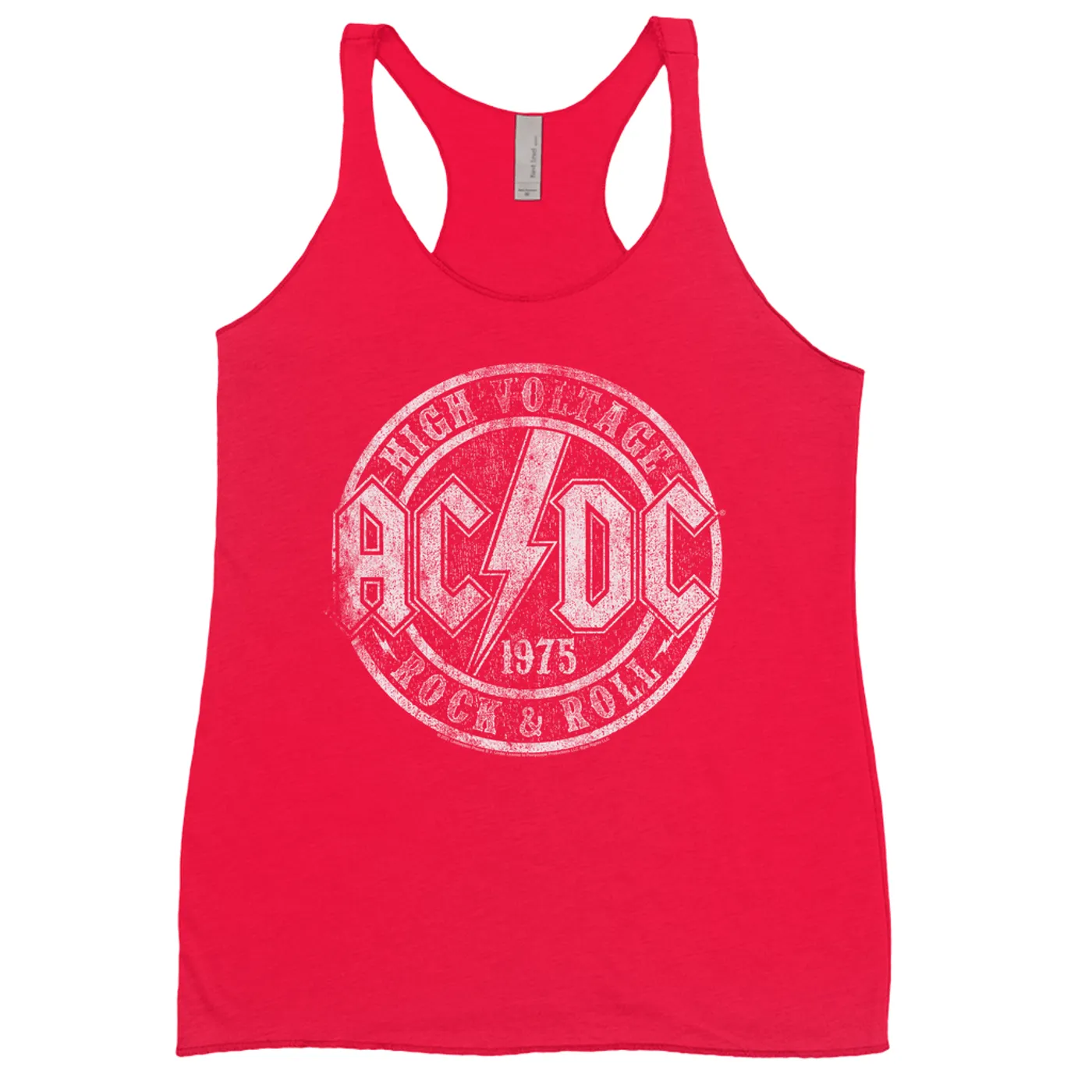 AC/DC Bold Colored Racerback Tank | Rock And Roll 1975 Stamped Design Distressed ACDC Shirt