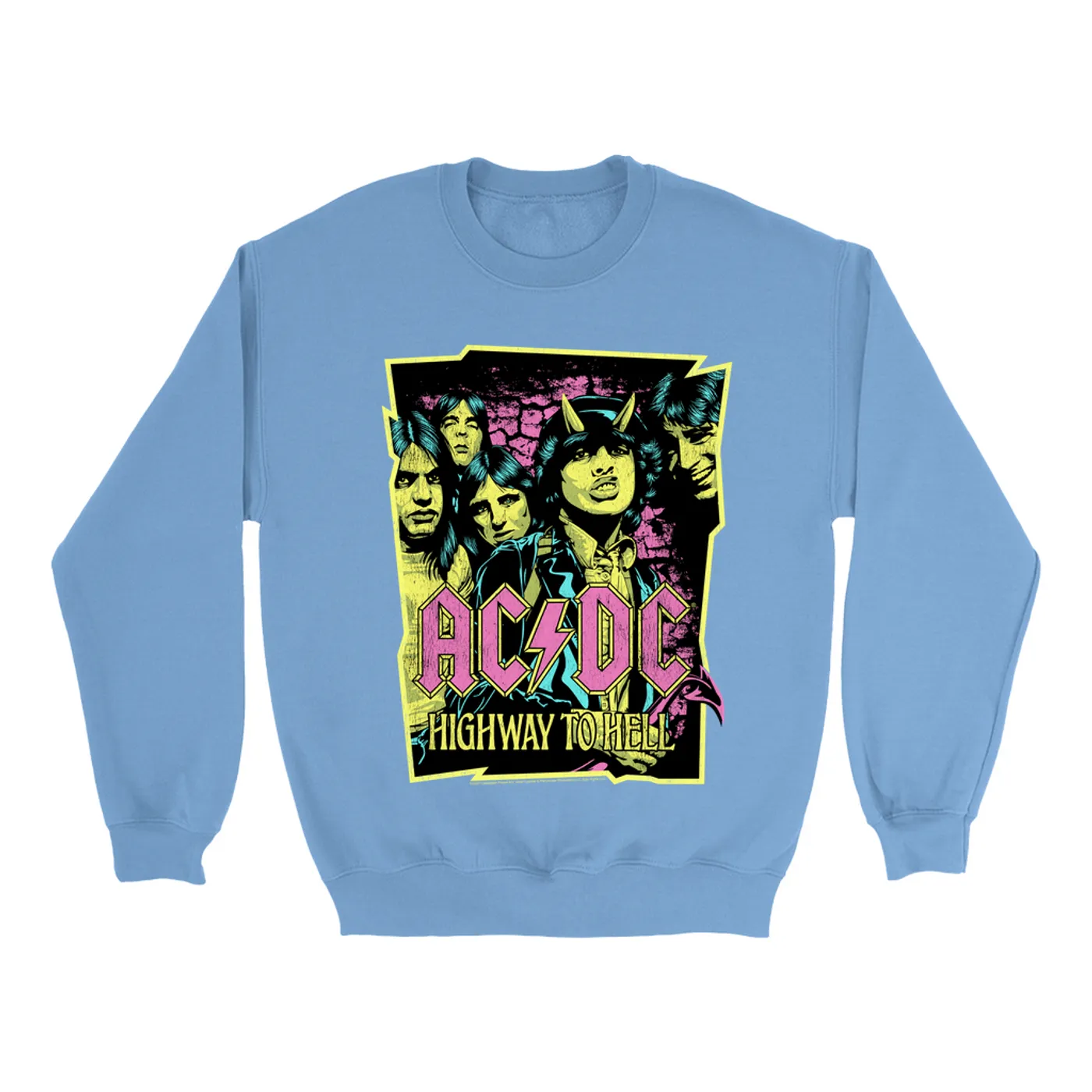 AC/DC Bright Colored Sweatshirt | Highway To Hell Neon Design ACDC Sweatshirt