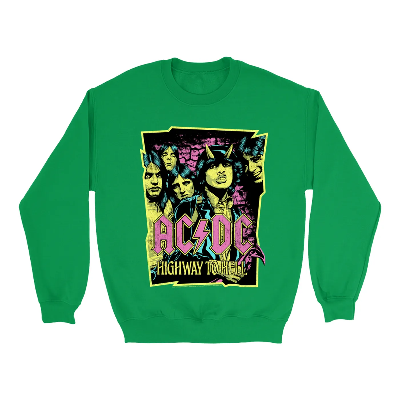 AC/DC Bright Colored Sweatshirt | Highway To Hell Neon Design ACDC Sweatshirt