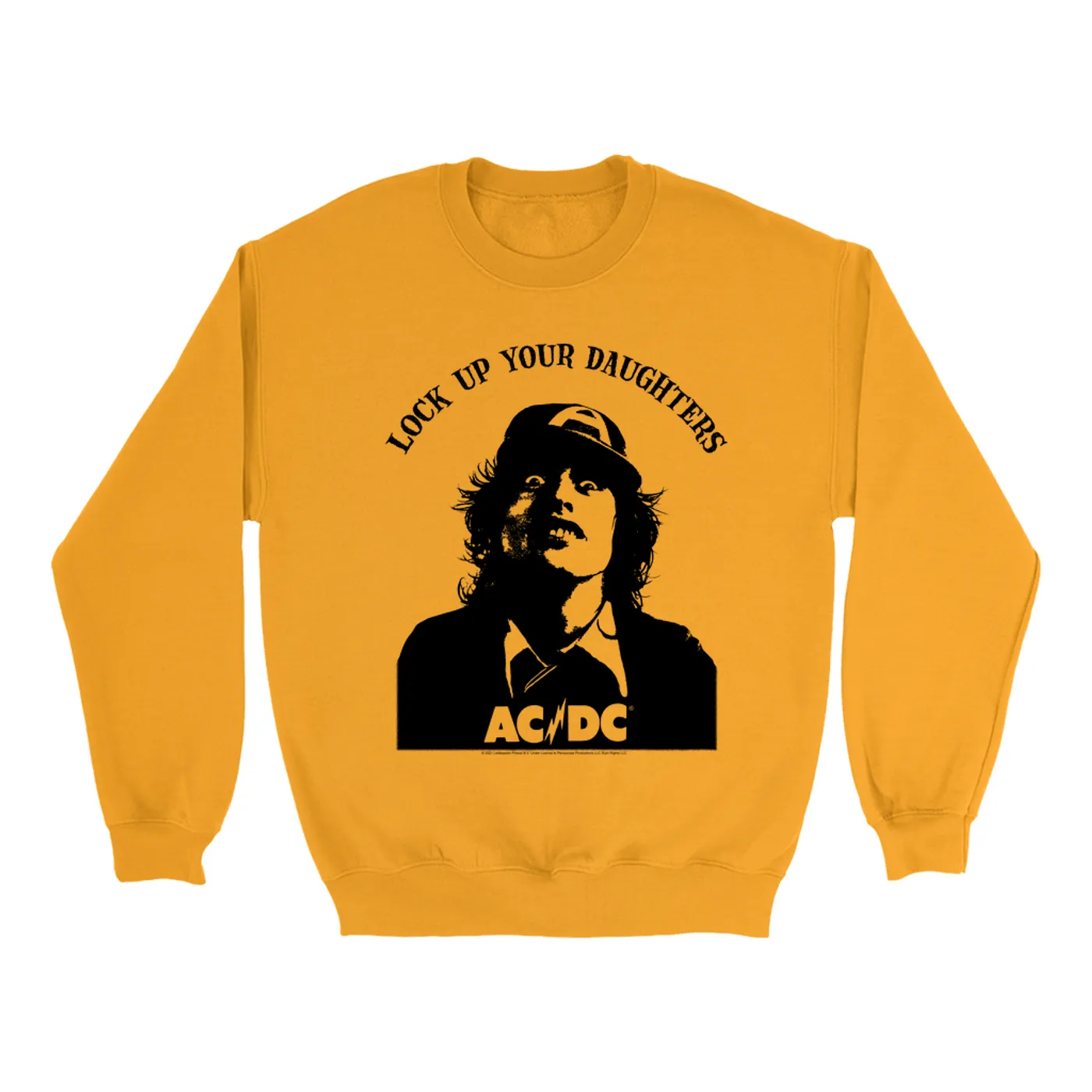 AC/DC Bright Colored Sweatshirt | Lock Up Your Daughters Featuring Angus Young Design ACDC Sweatshirt