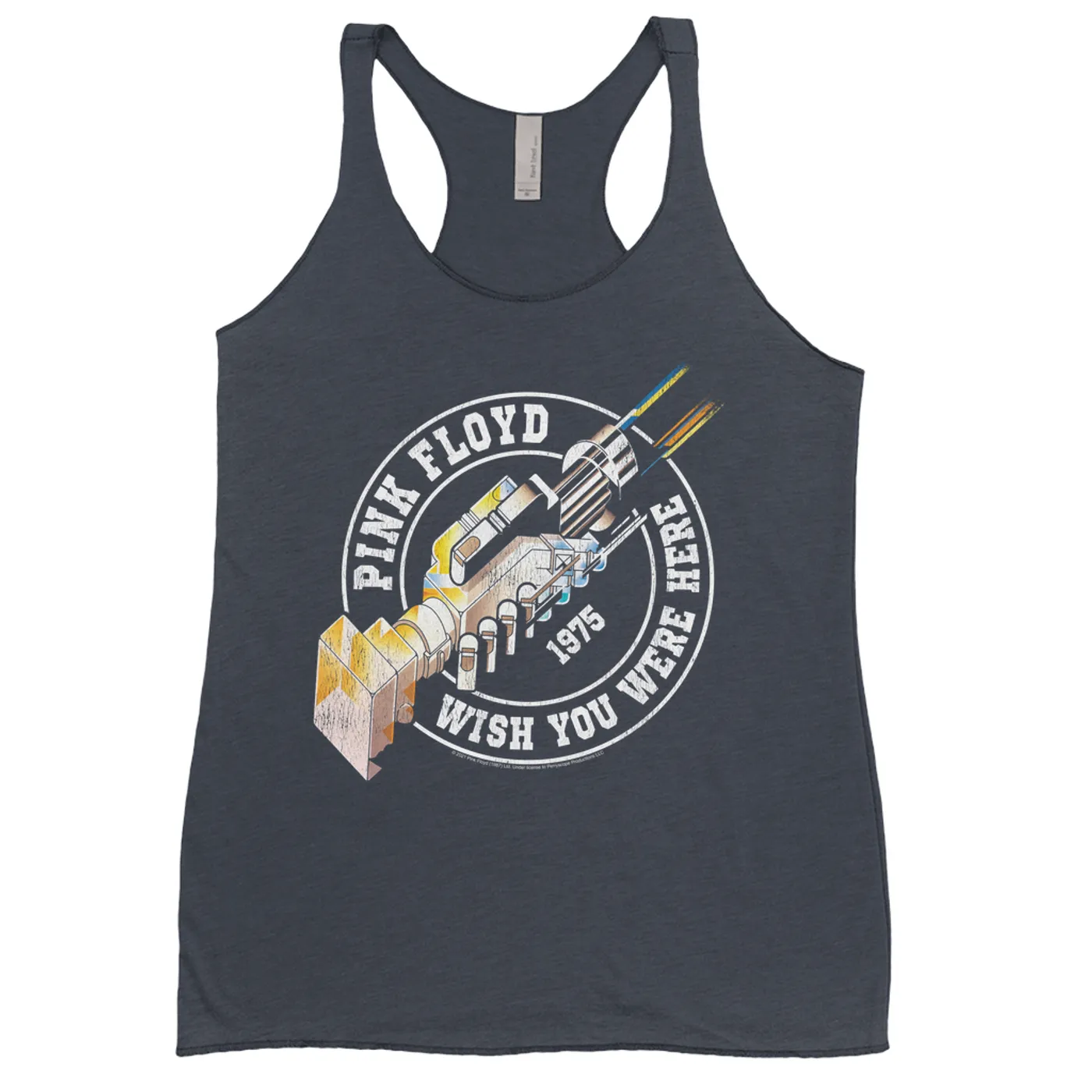 Pink Floyd Bold Colored Racerback Tank | Wish You Were Here Sticker Design Pink Floyd Shirt