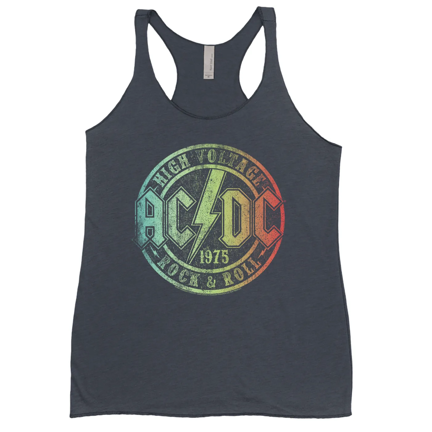 AC/DC Bold Colored Racerback Tank | Rock & Roll 1975 Rainbow Design Distressed ACDC Shirt