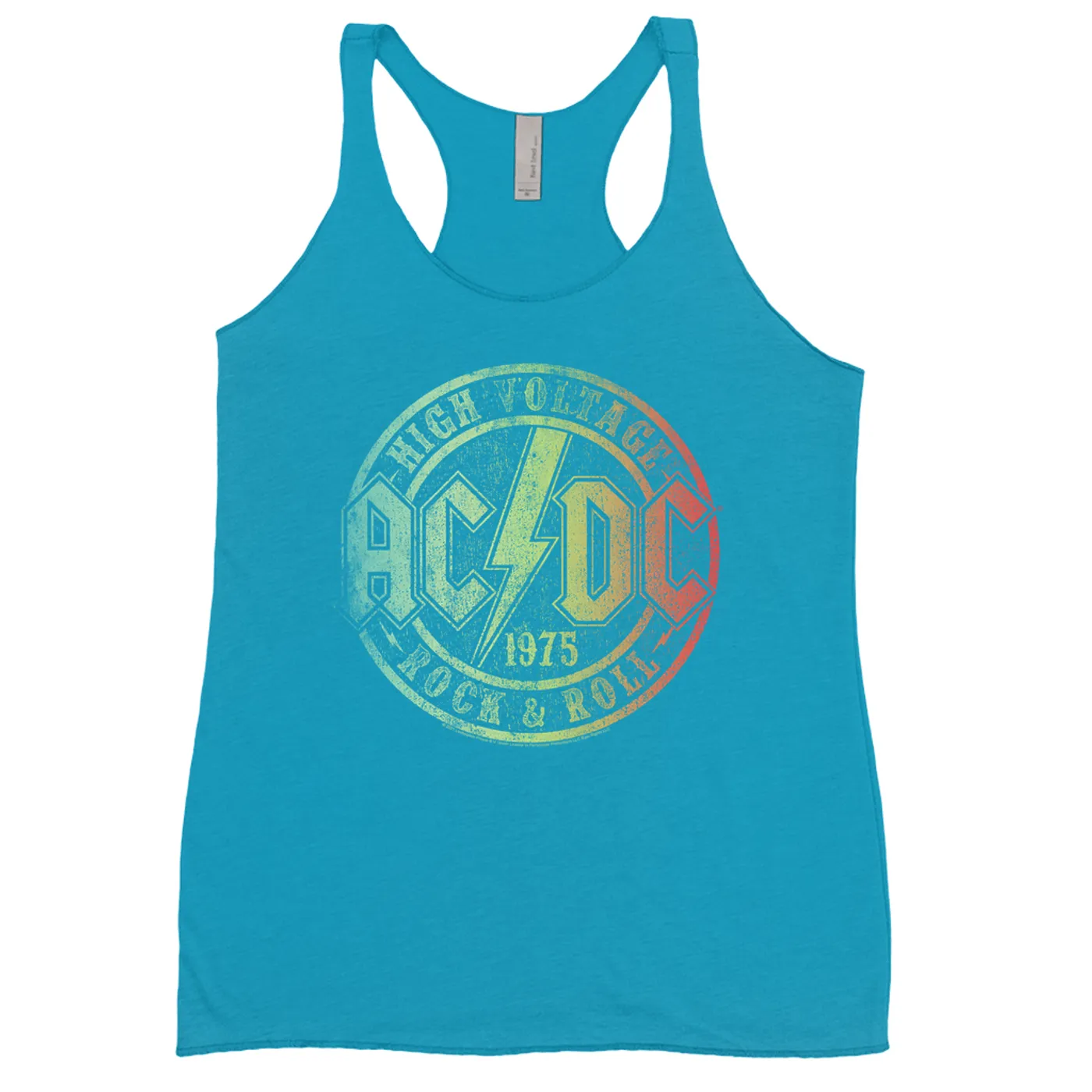 AC/DC Bold Colored Racerback Tank | Rock & Roll 1975 Rainbow Design Distressed ACDC Shirt