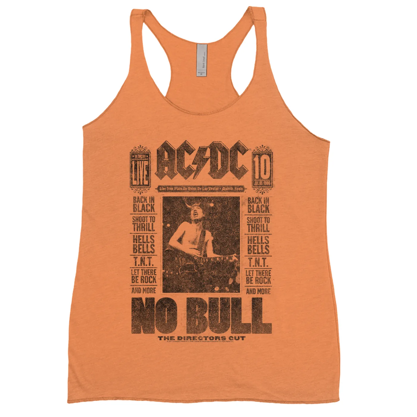 AC/DC Bold Colored Racerback Tank | No Bull Album Cover Design Distressed ACDC Shirt