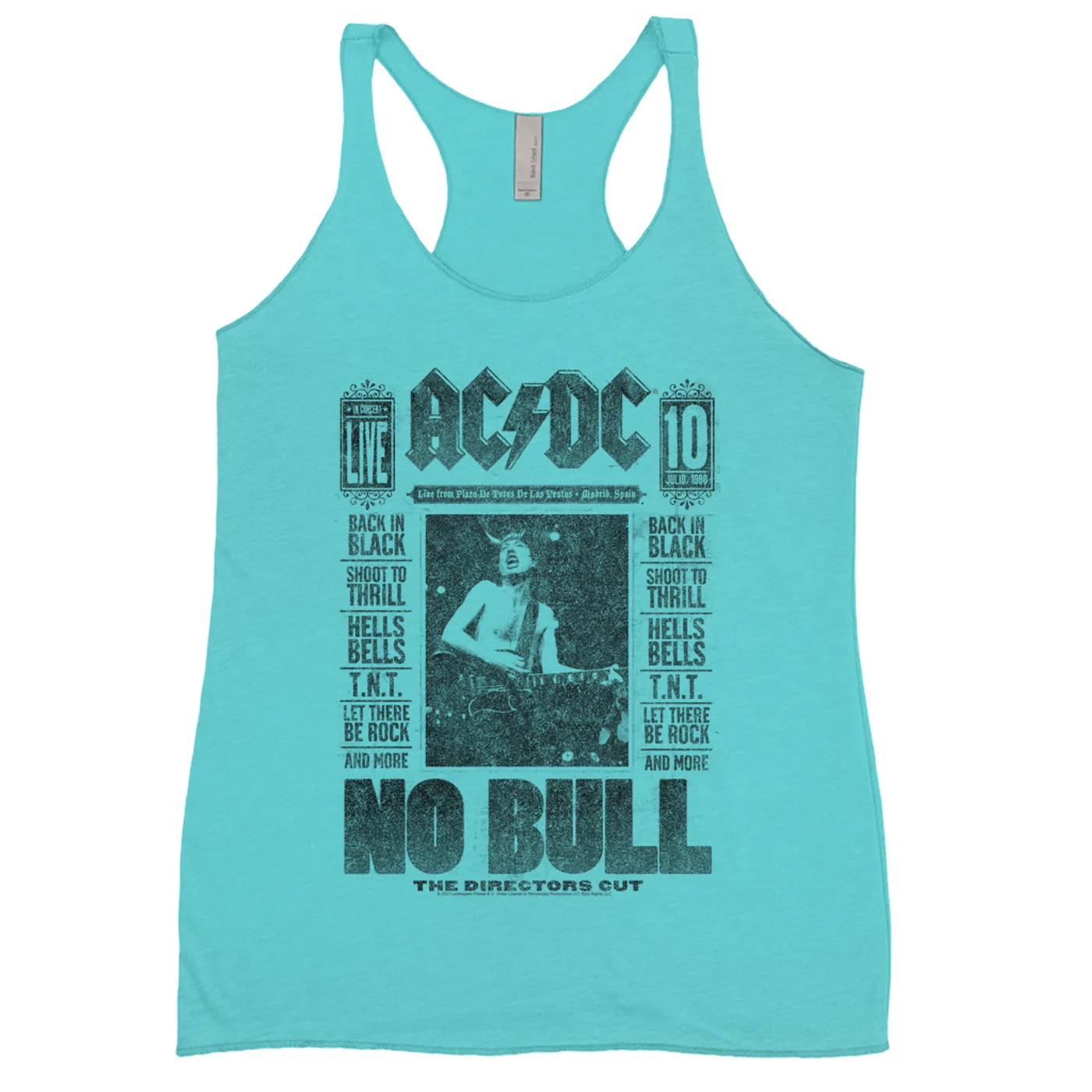 AC/DC Bold Colored Racerback Tank | No Bull Album Cover Design Distressed ACDC Shirt