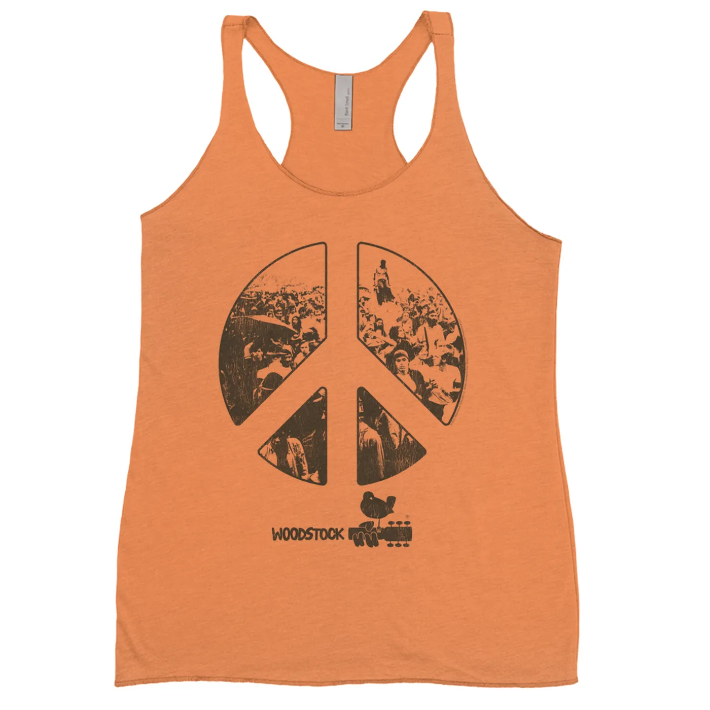 Woodstock Bold Colored Racerback Tank | Crowd Photo Peace Sign Woodstock Shirt