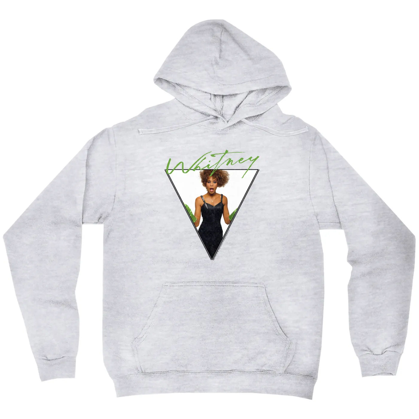 Whitney Houston Hoodie | 1987 Green Glove Photo Triangle Design Whitney Houston Hoodie (Merchbar Exclusive)