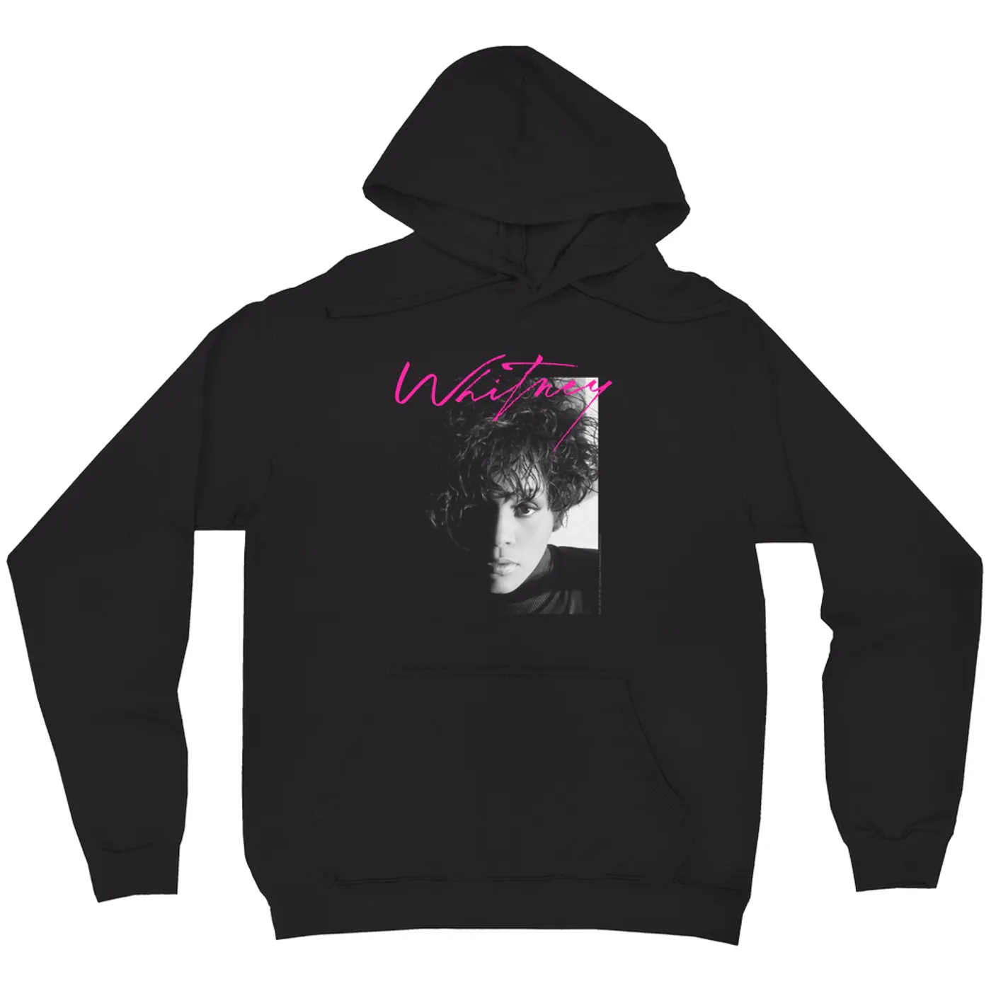 Whitney Houston Hoodie | Dramatic Lighting Photo And Pink Signature Image Whitney Houston Hoodie