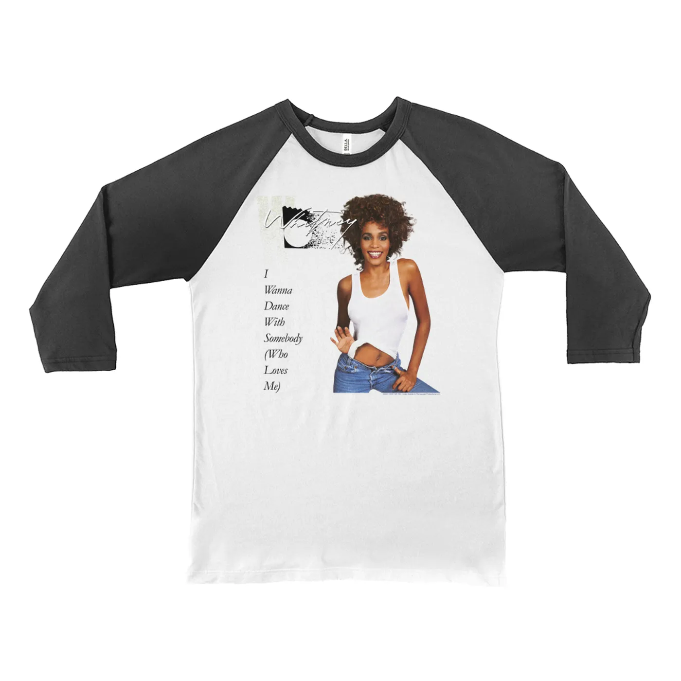 Whitney Houston 3/4 Sleeve Baseball Tee | I Wanna Dance With Somebody Album Cover Whitney Houston Shirt