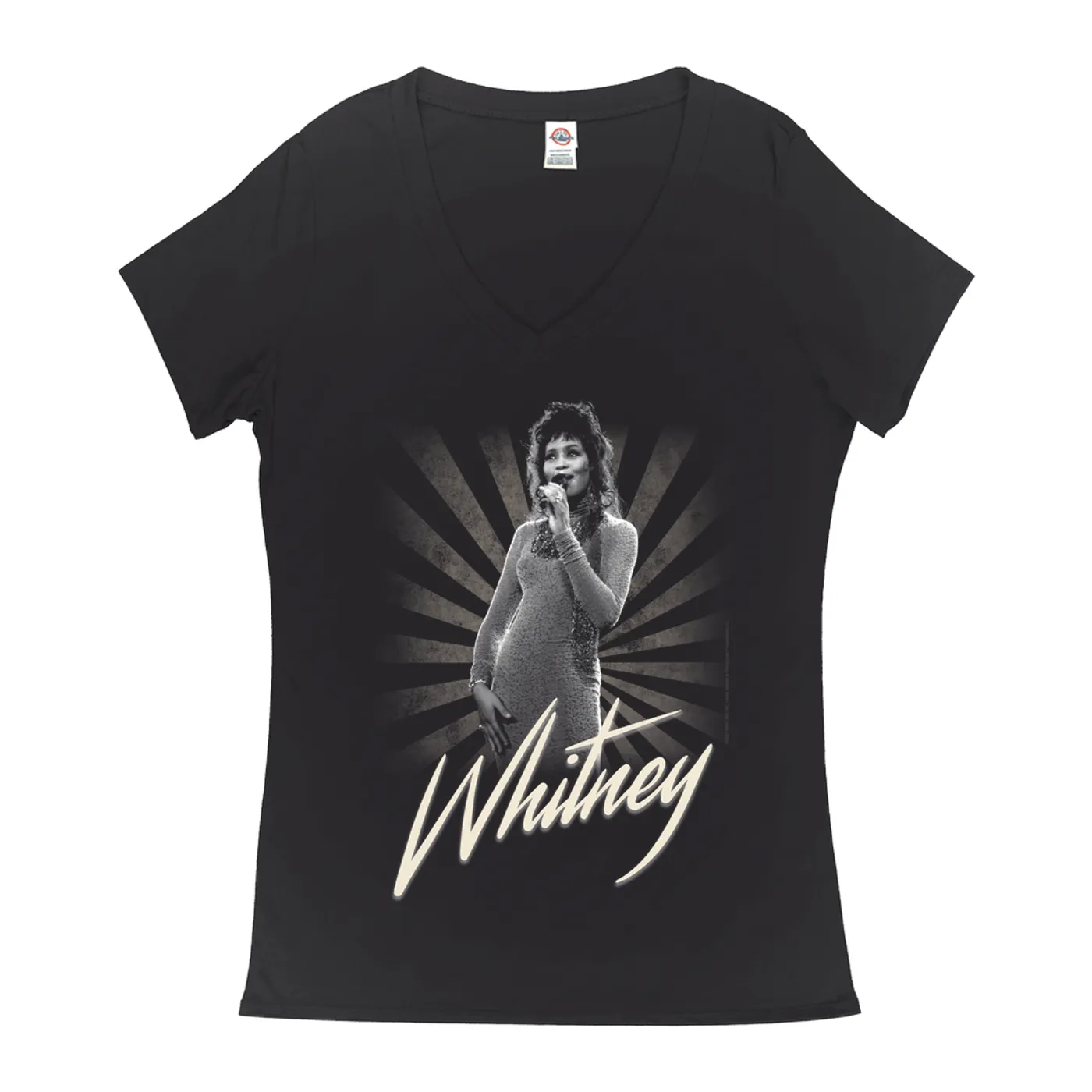 Whitney Houston Ladies' V-neck T-Shirt | Whitney Live Concert Shot By Patrick Harbron Whitney Houston Shirt (Merchbar Exclusive)