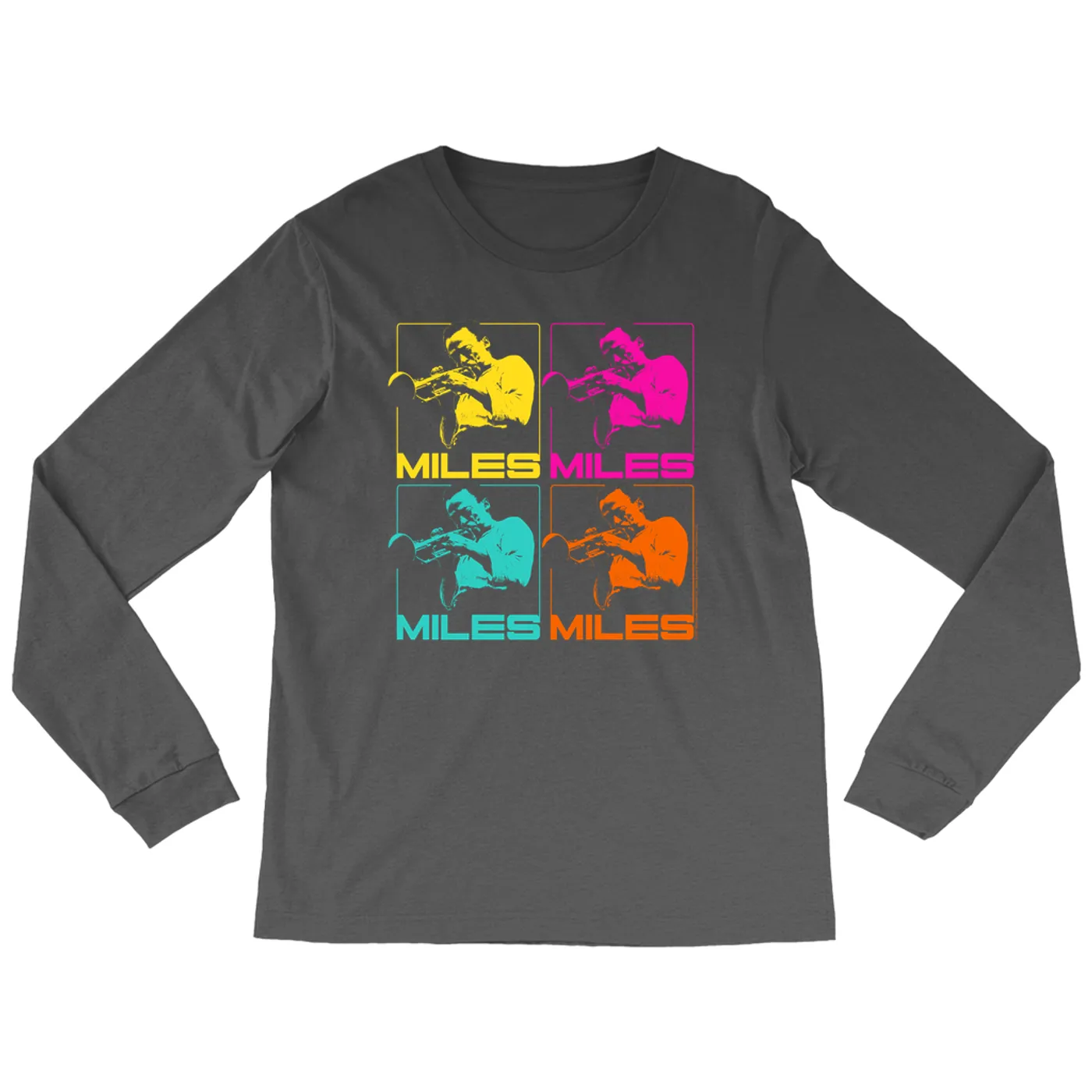 Miles Davis Long Sleeve Shirt | Miles Playing Trumpet Pop Art Design Miles Davis Shirt (Merchbar Exclusive)