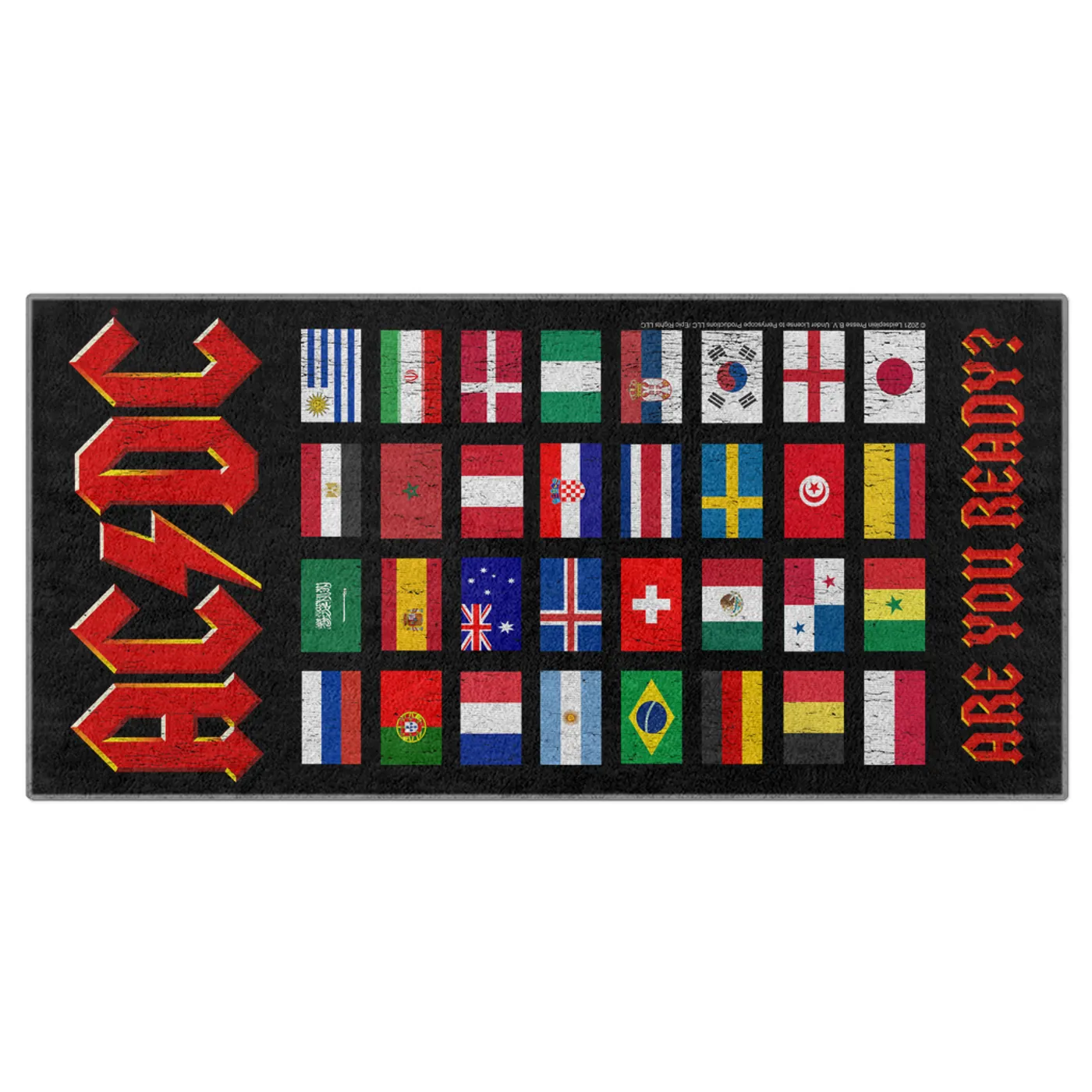 AC/DC Beach Towel | Are You Ready Tour Destination Flags ACDC Towel (Merchbar Exclusive)