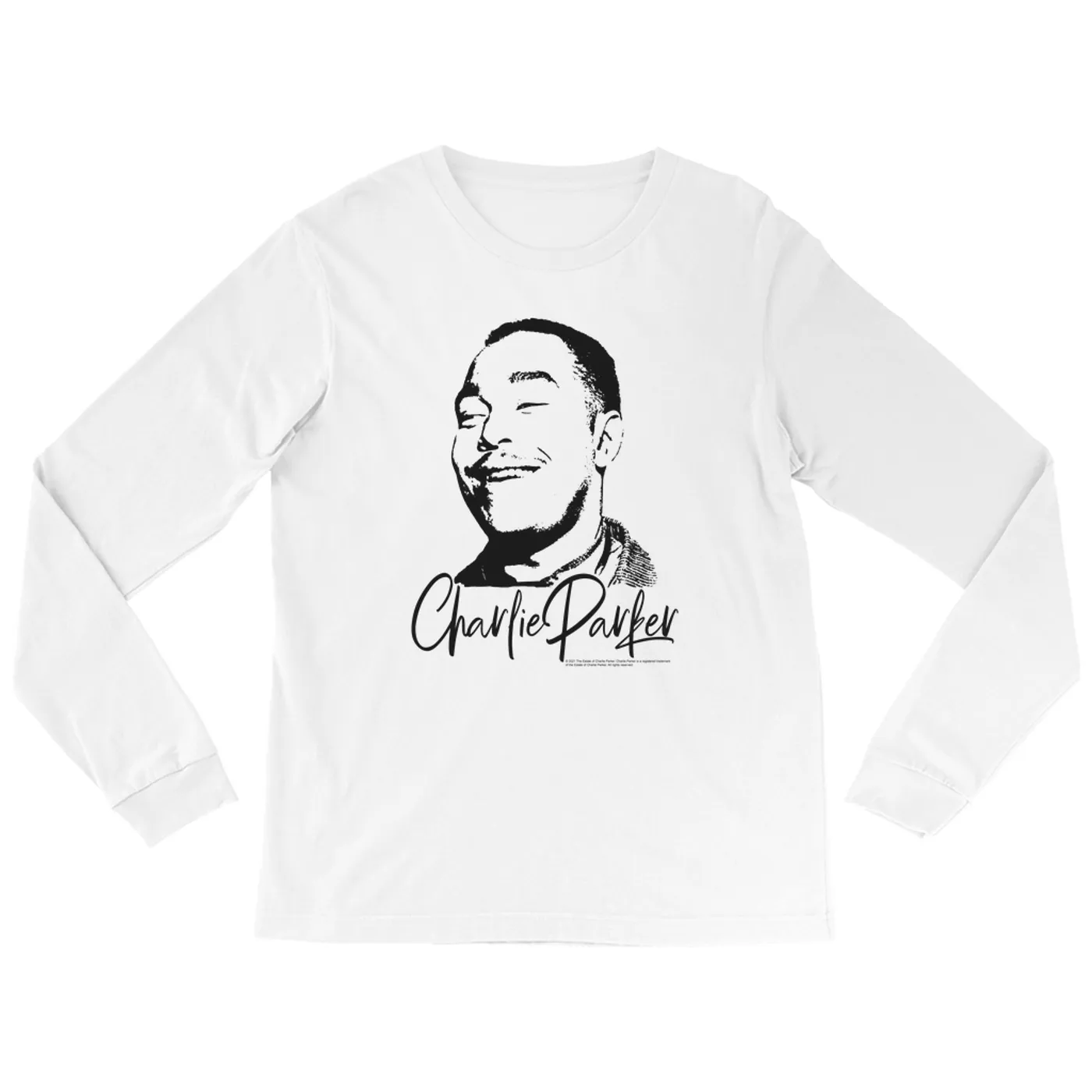 Charlie Parker Long Sleeve Shirt | Grinning Charlie With Logo Design Charlie Parker Shirt (Merchbar Exclusive)