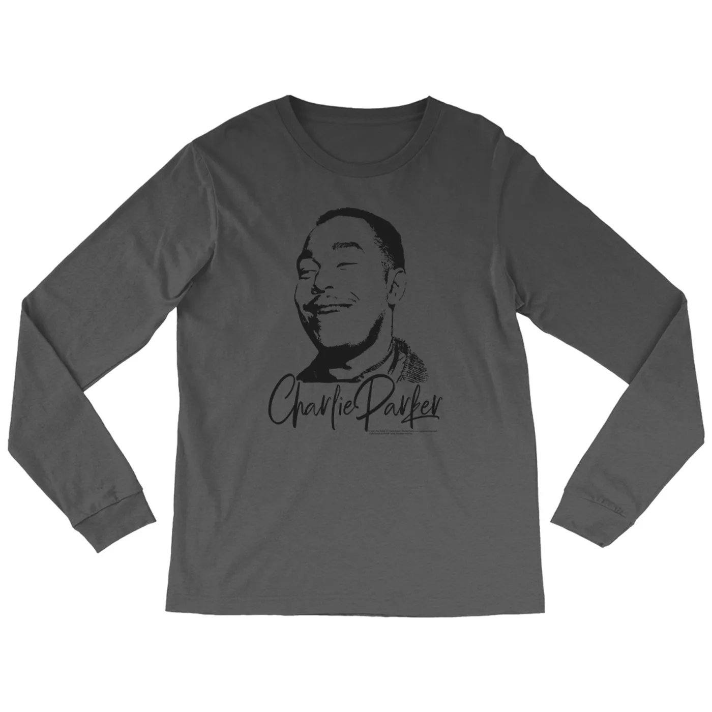 Charlie Parker Long Sleeve Shirt | Grinning Charlie With Logo Design Charlie Parker Shirt (Merchbar Exclusive)