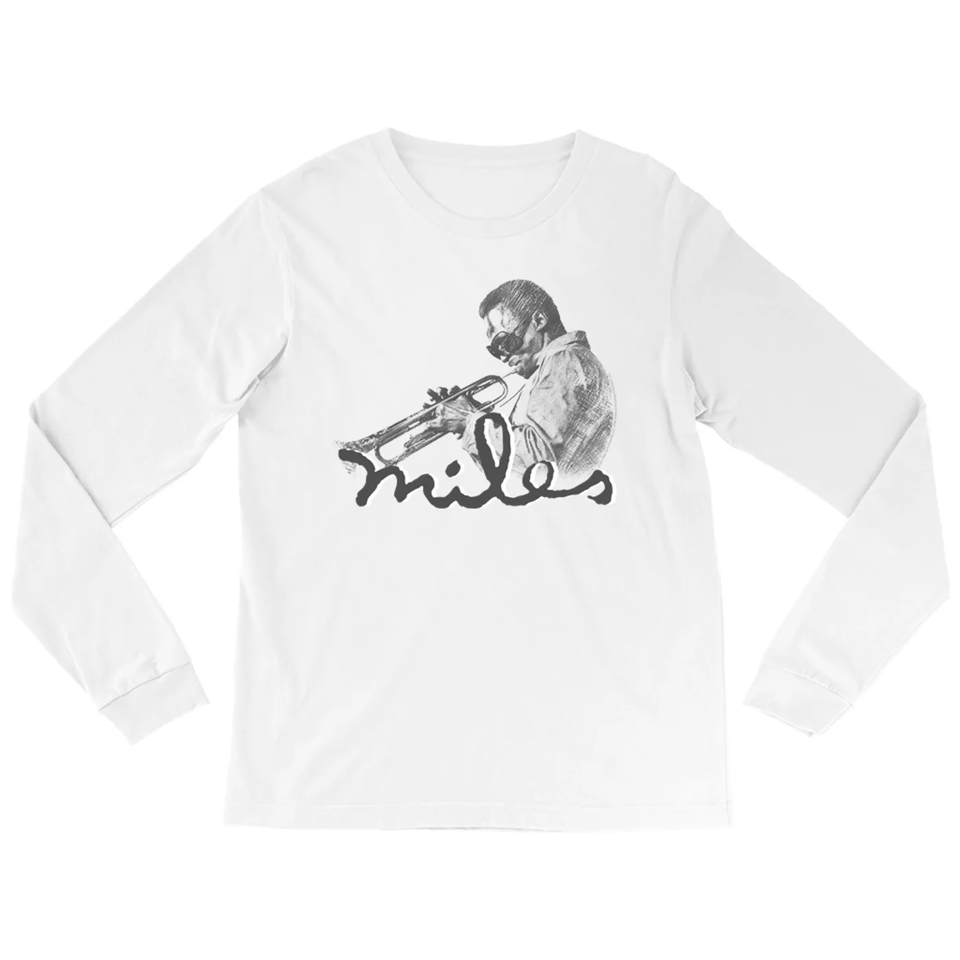 Miles Davis Long Sleeve Shirt | Miles Playing Trumpet Pencil Sketch Miles Davis Shirt