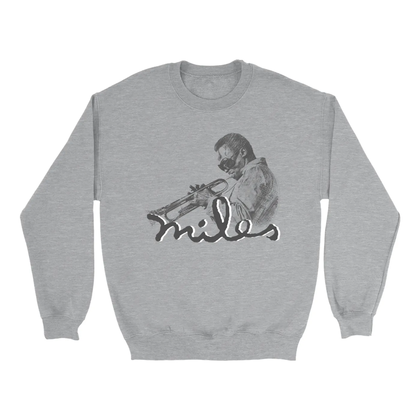 Miles Davis Sweatshirt | Miles Playing Trumpet Pencil Sketch Miles Davis Sweatshirt