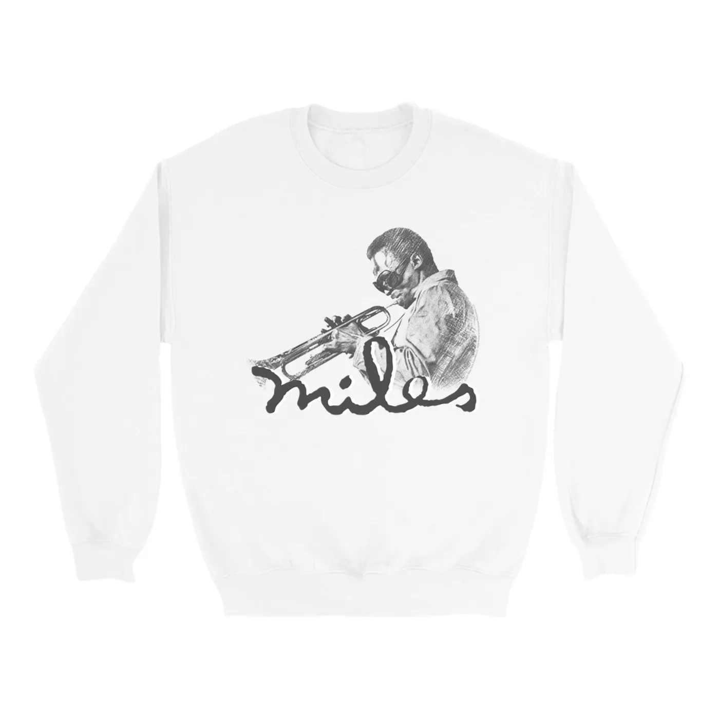Miles Davis Sweatshirt | Miles Playing Trumpet Pencil Sketch Miles Davis Sweatshirt