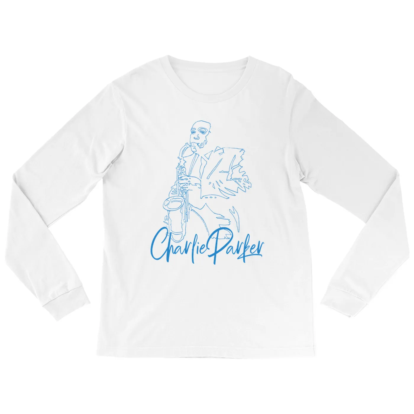 Charlie Parker Long Sleeve Shirt | Charlie Blue Line Portrait Image Charlie Parker Shirt (Merchbar Exclusive)