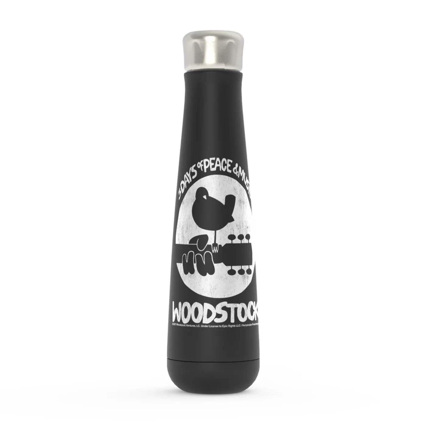 Woodstock Peristyle Water Bottle | Woodstock Bird And Guitar All In White Woodstock Water Bottle (Merchbar Exclusive)