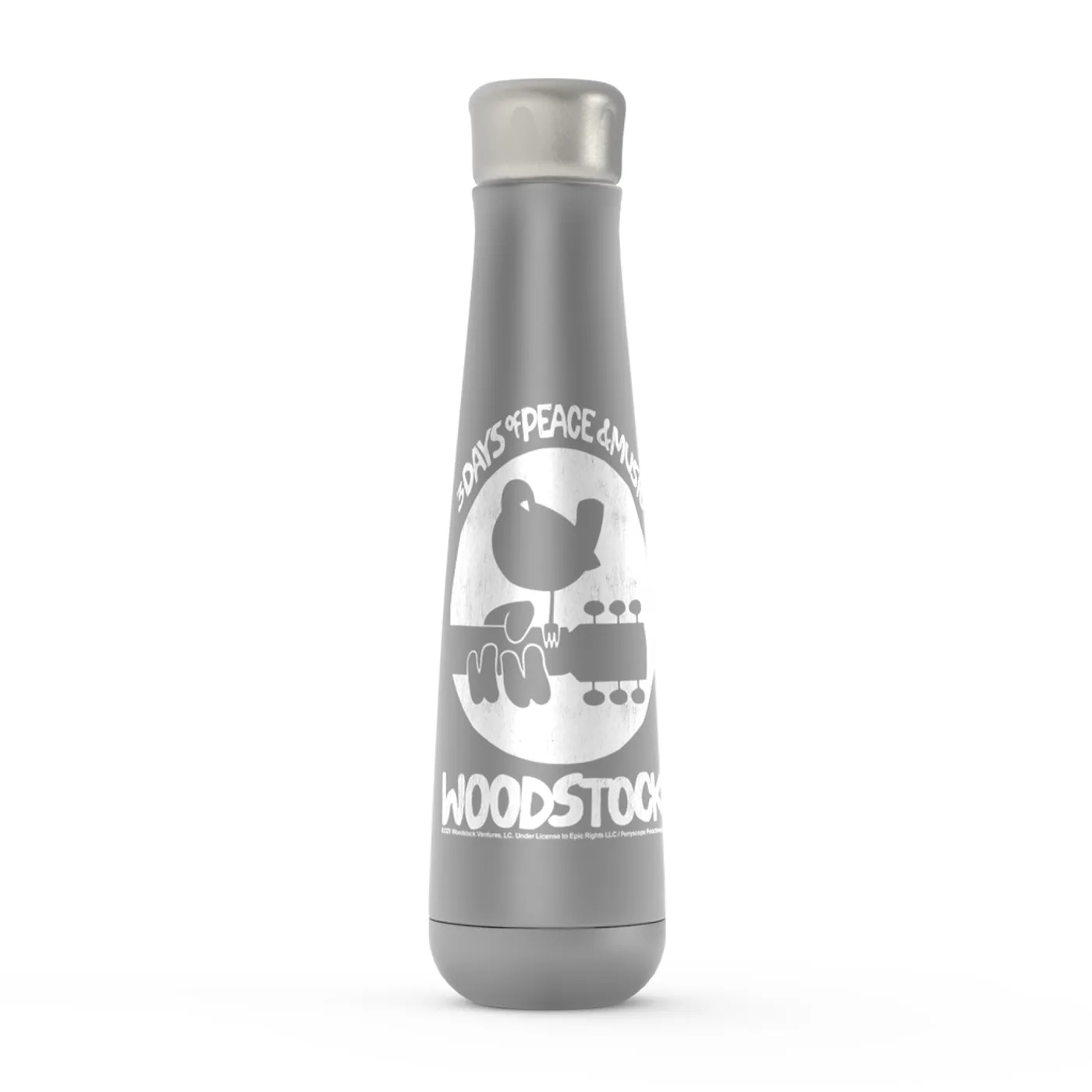 Woodstock Peristyle Water Bottle | Woodstock Bird And Guitar All In White Woodstock Water Bottle (Merchbar Exclusive)