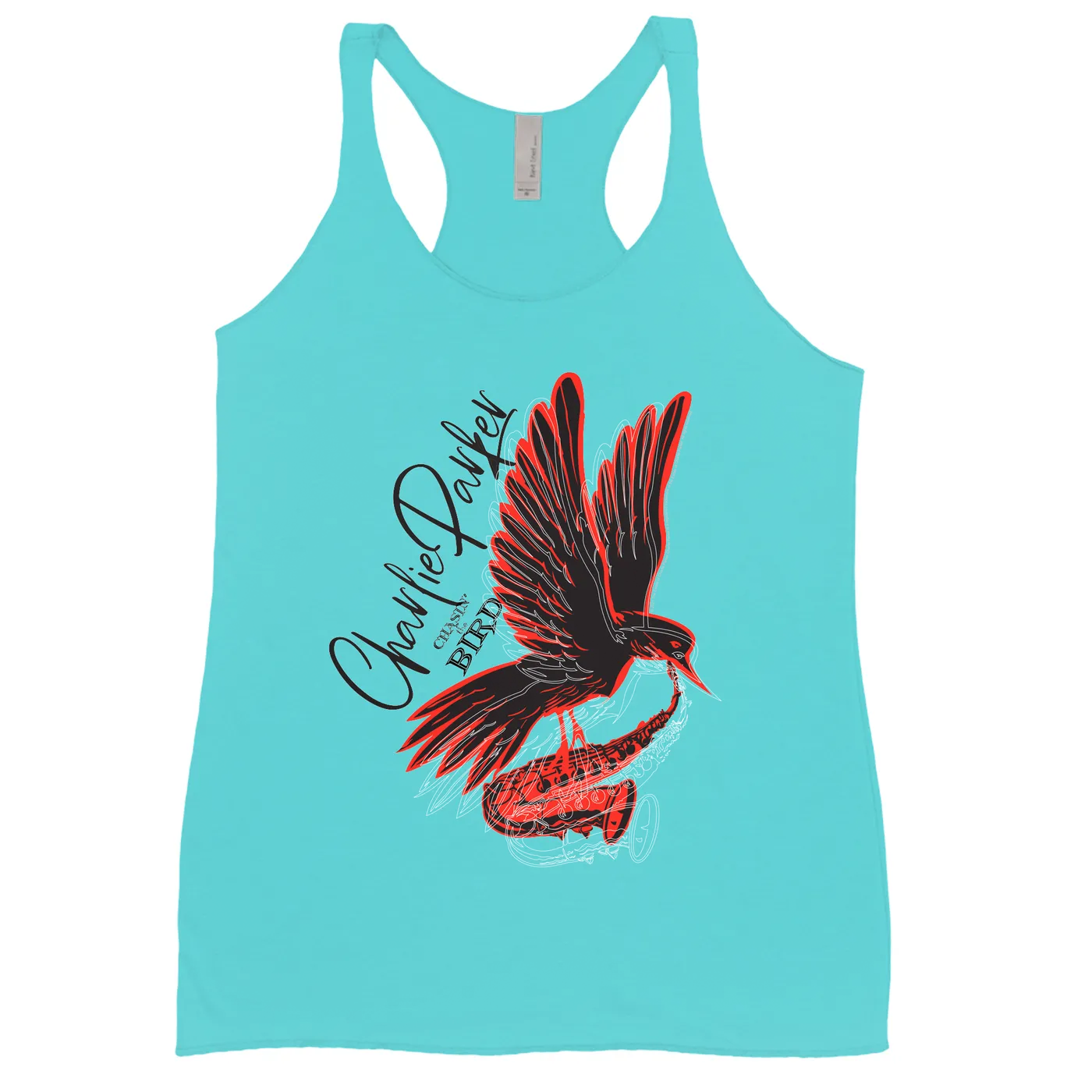 Charlie Parker Ladies' Tank Top | Chasin' The Bird Black And Red Design Charlie Parker Shirt