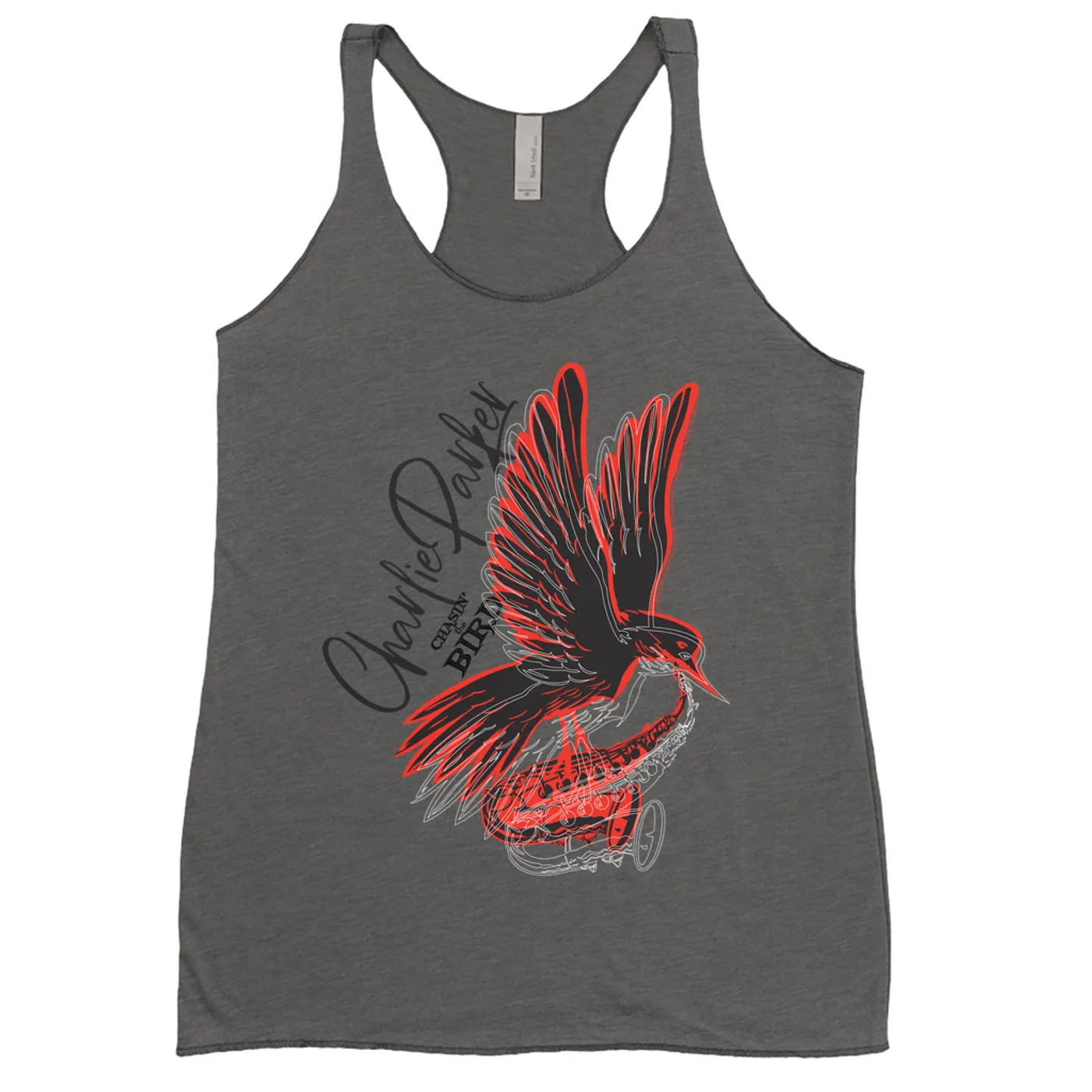 Charlie Parker Ladies' Tank Top | Chasin' The Bird Black And Red Design Charlie Parker Shirt