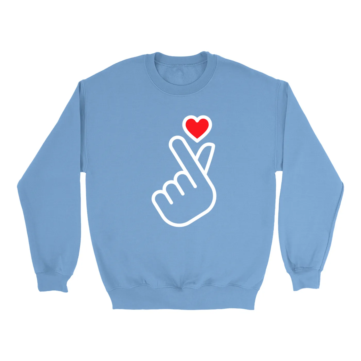 Merchbar Music Life Colorful Sweatshirt | Kpop Finger Heart Design Merchbar Music Life Sweatshirt