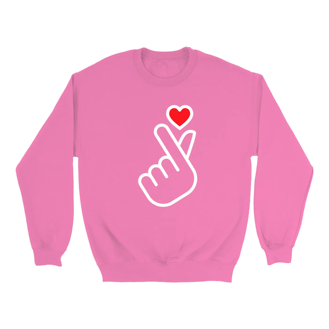 Merchbar Music Life Colorful Sweatshirt | Kpop Finger Heart Design Merchbar Music Life Sweatshirt