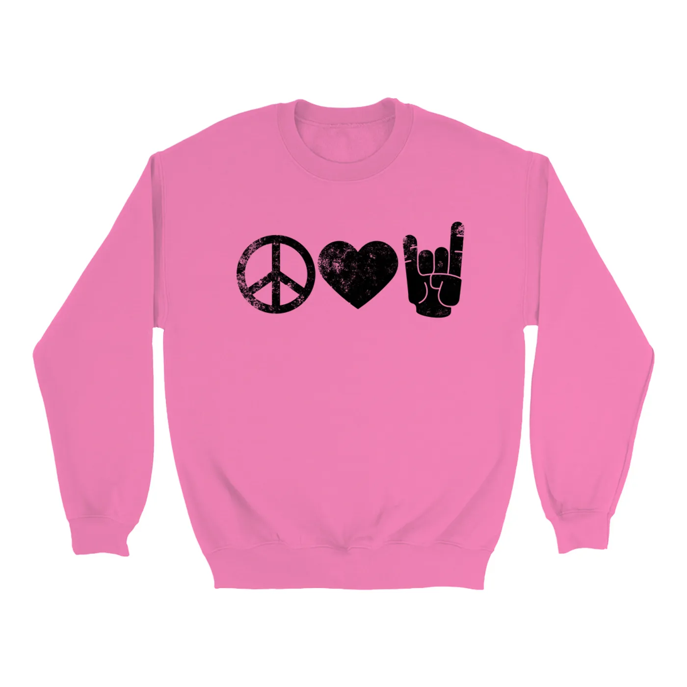 Merchbar Music Life Colorful Sweatshirt | Peace Love Rock n' Roll Merchbar Music Life Sweatshirt