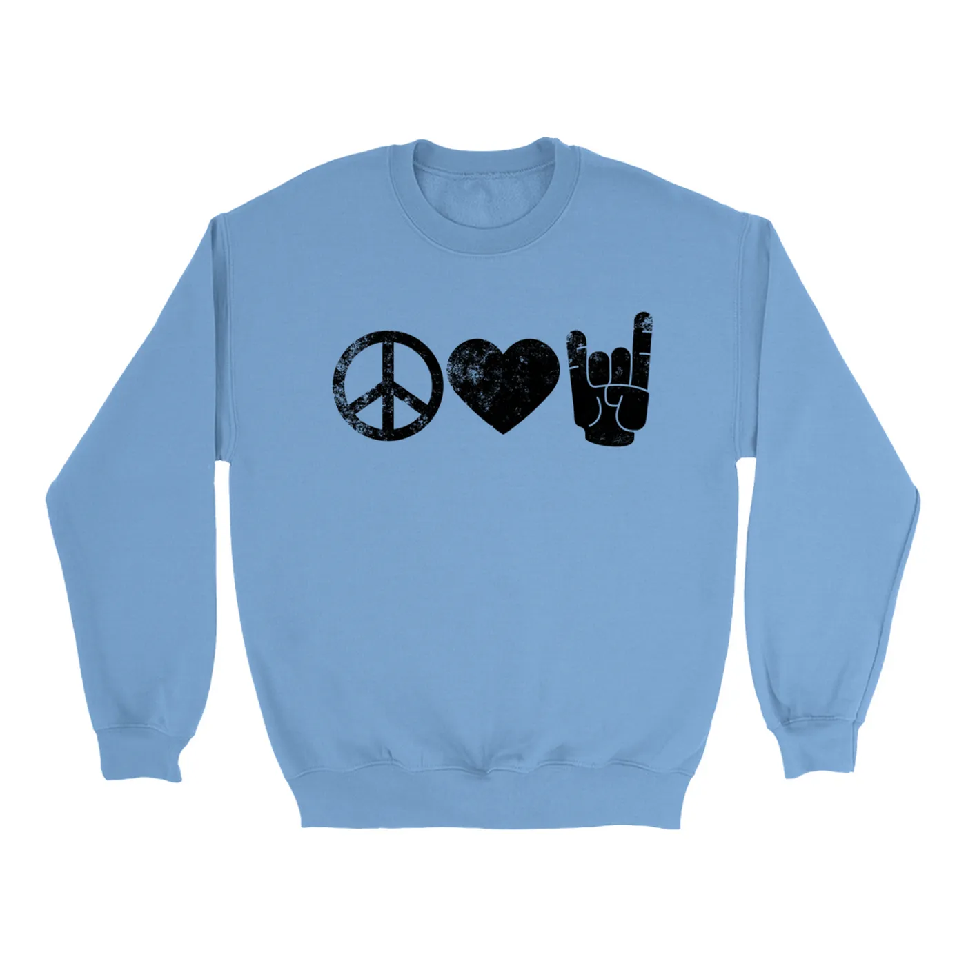 Merchbar Music Life Colorful Sweatshirt | Peace Love Rock n' Roll Merchbar Music Life Sweatshirt
