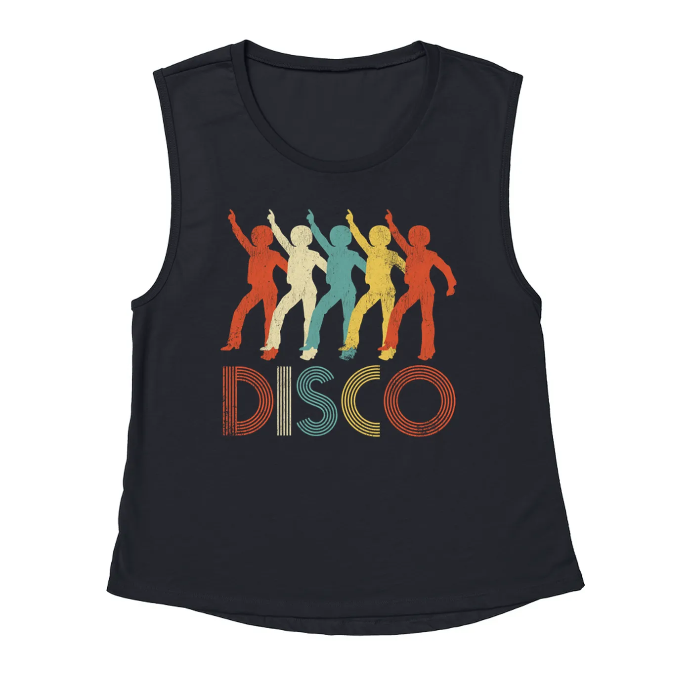 Merchbar Music Life Muscle Tank | Colorful Disco Design Distressed Merchbar Music Life Tank Top