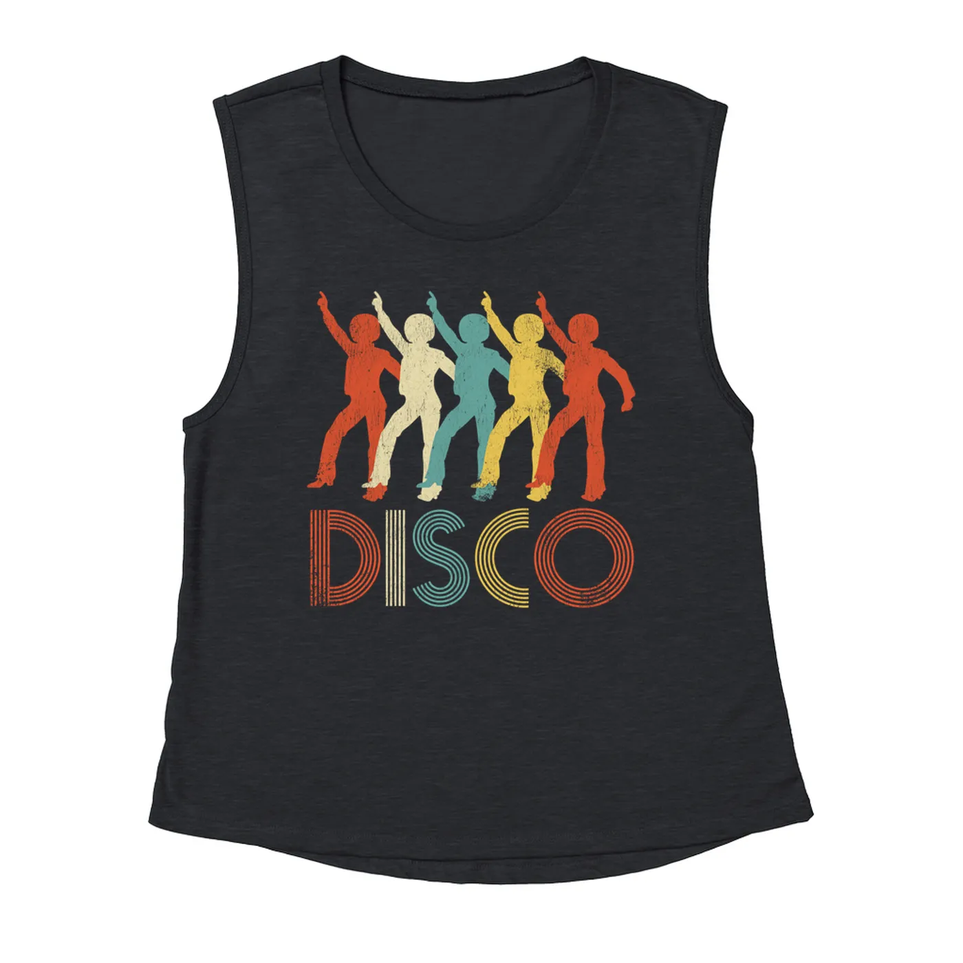 Merchbar Music Life Muscle Tank | Colorful Disco Design Distressed Merchbar Music Life Tank Top