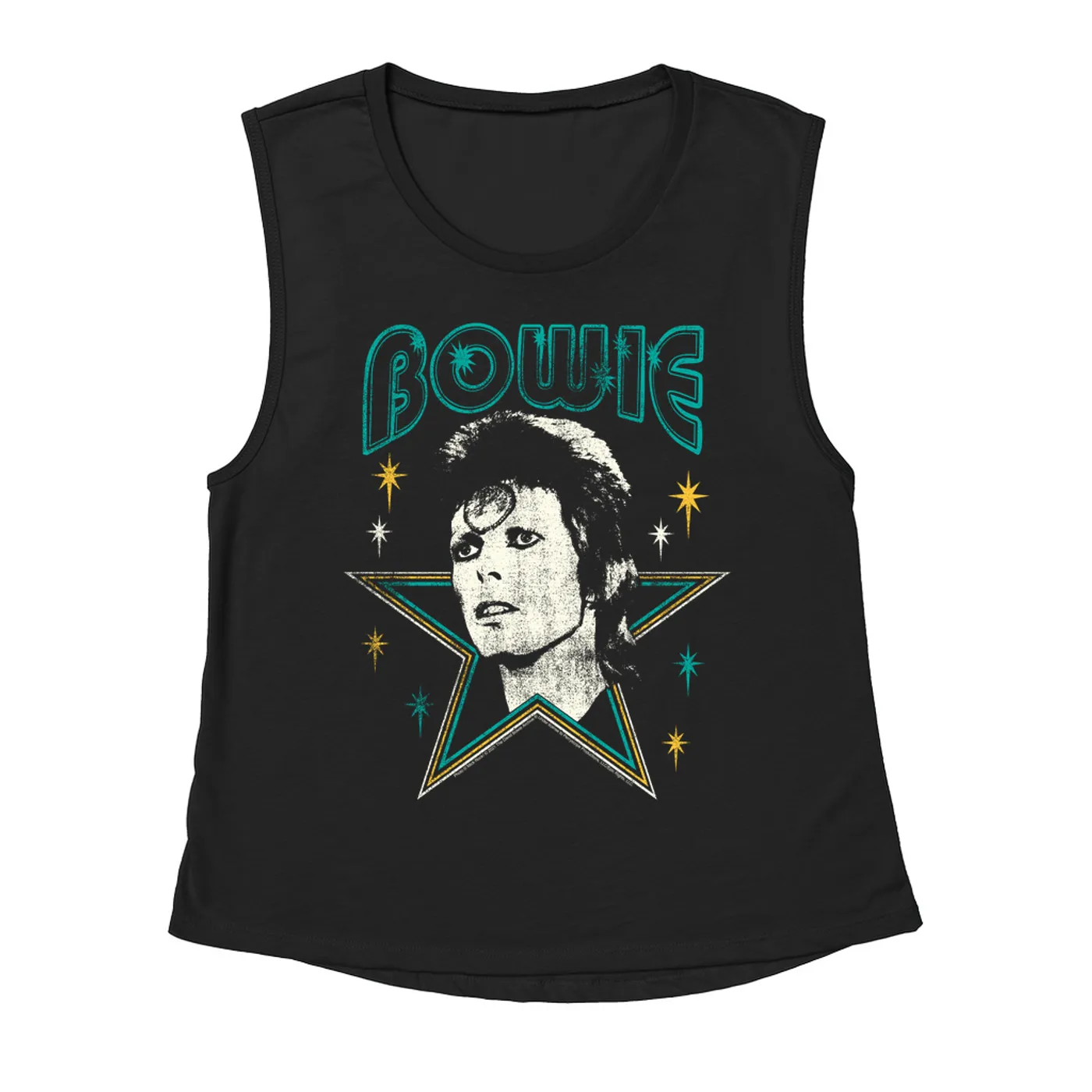 David Bowie Ladies' Muscle Tank Top | Star Power Distressed David Bowie Shirt