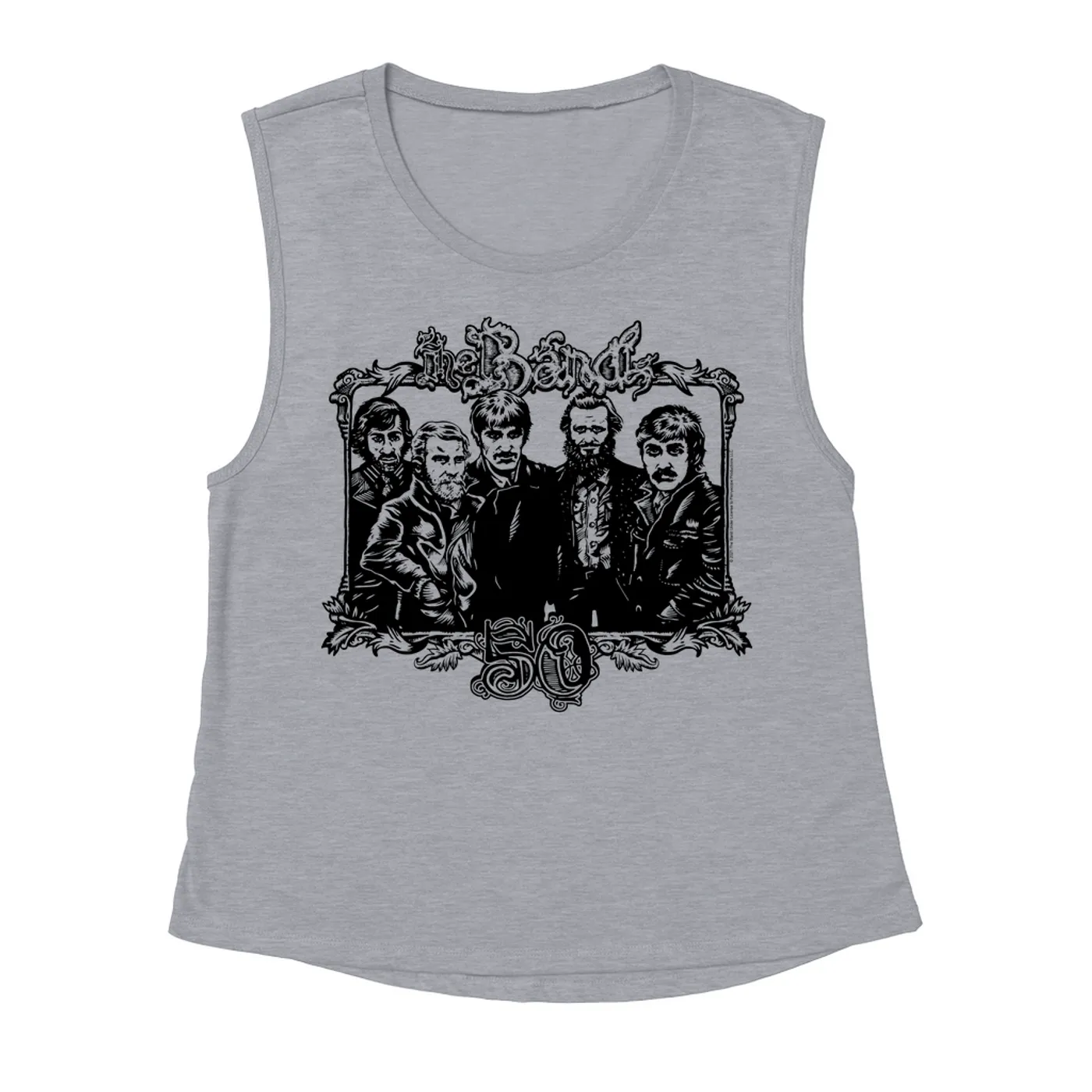The Band Ladies' Muscle Tank Top | 50th Anniversary Logo Black The Band Shirt