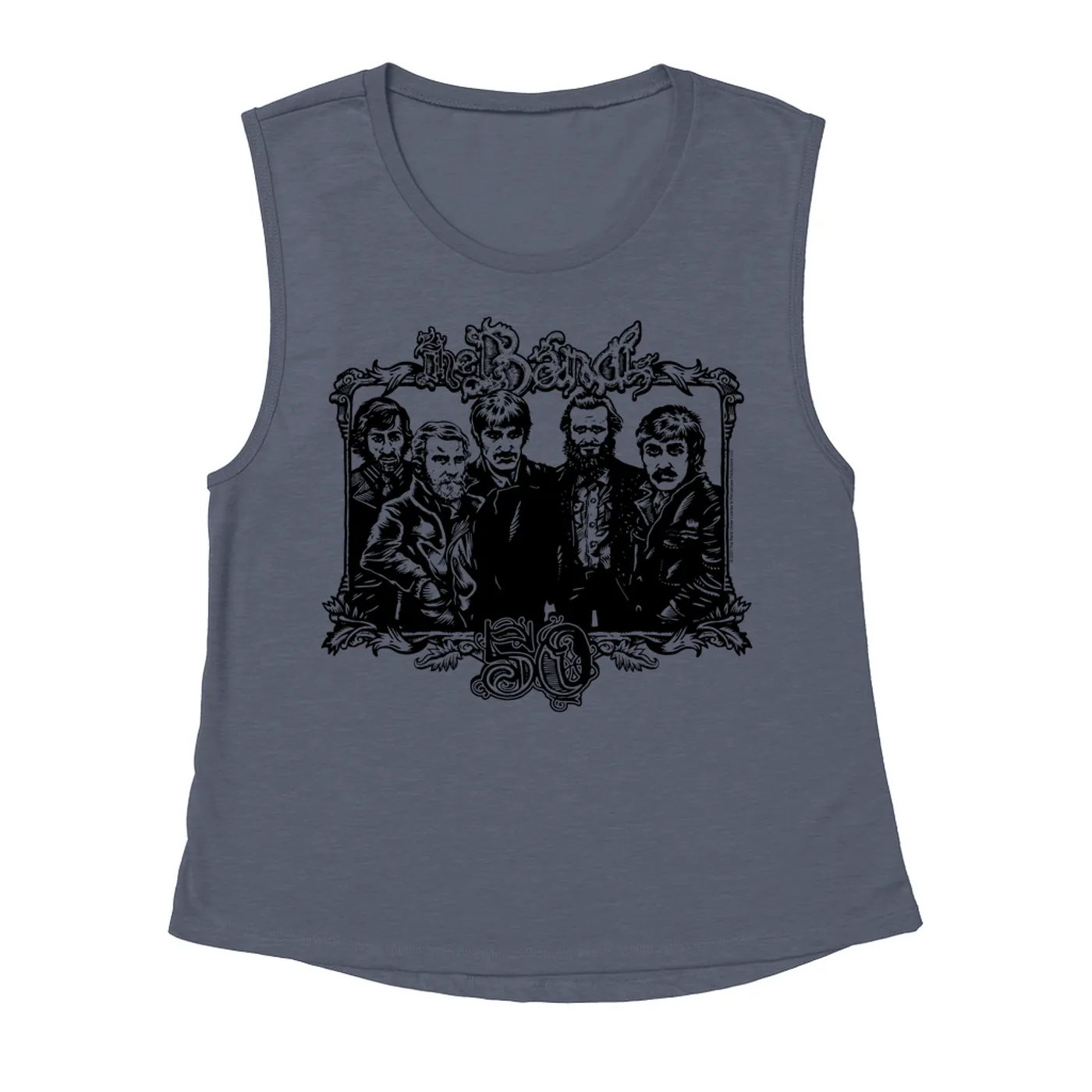The Band Ladies' Muscle Tank Top | 50th Anniversary Logo Black The Band Shirt