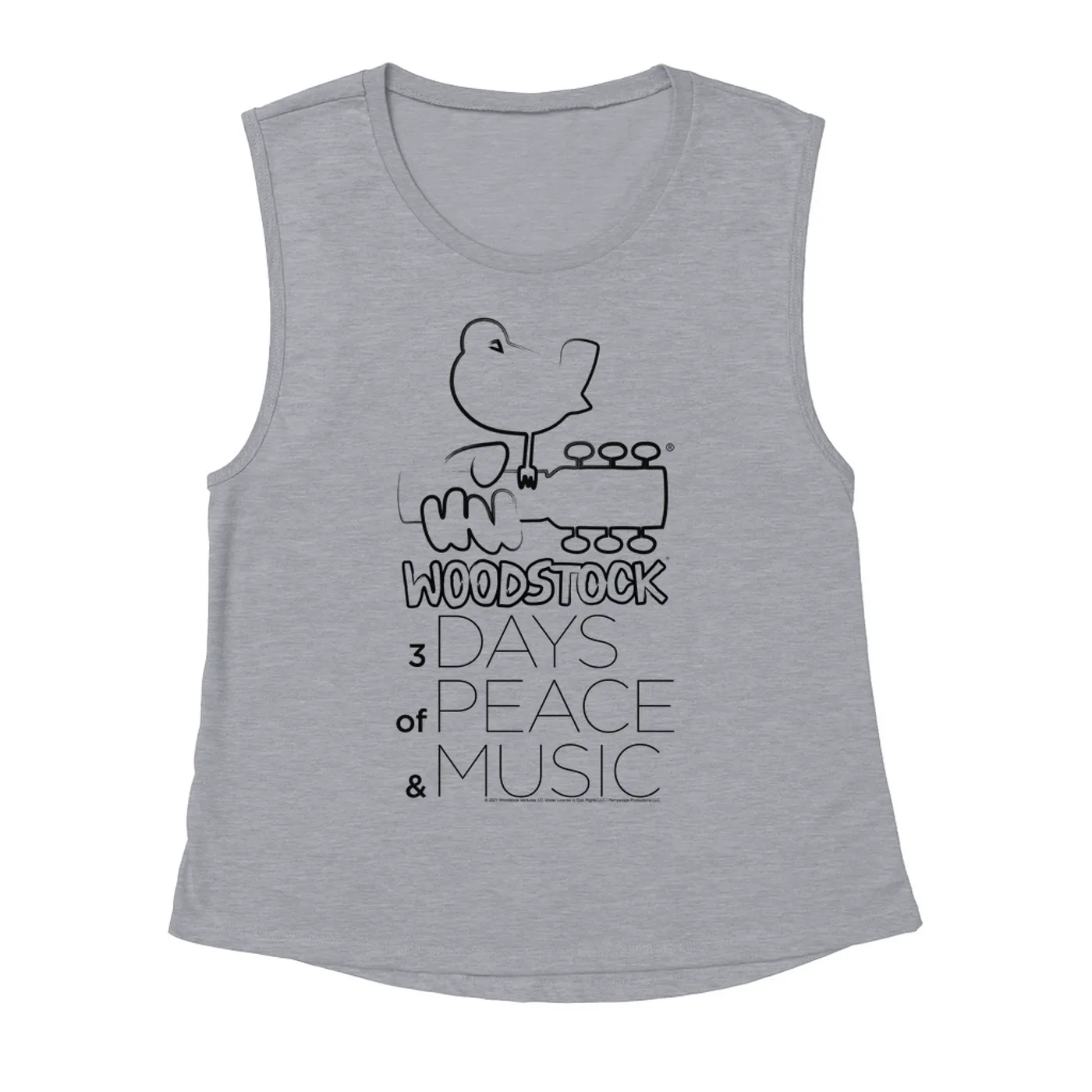 Woodstock Ladies' Muscle Tank Top | 3 Days Of Peace And Music Drawing Woodstock Shirt