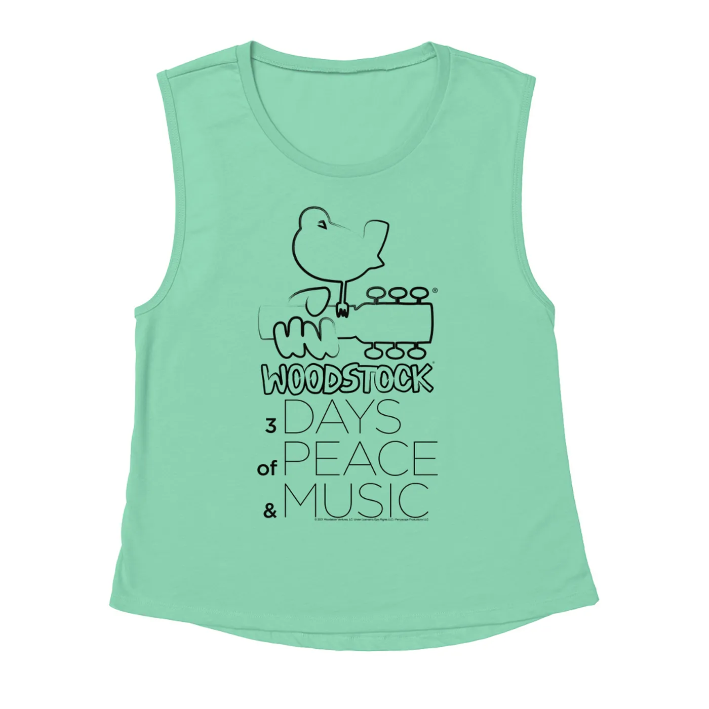 Woodstock Ladies' Muscle Tank Top | 3 Days Of Peace And Music Drawing Woodstock Shirt
