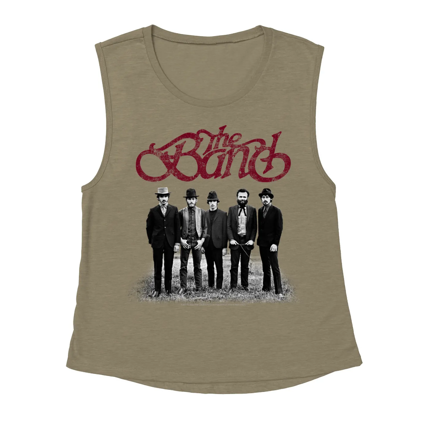The Band Ladies' Muscle Tank Top | The Band Group Photo And Logo Distressed The Band Shirt