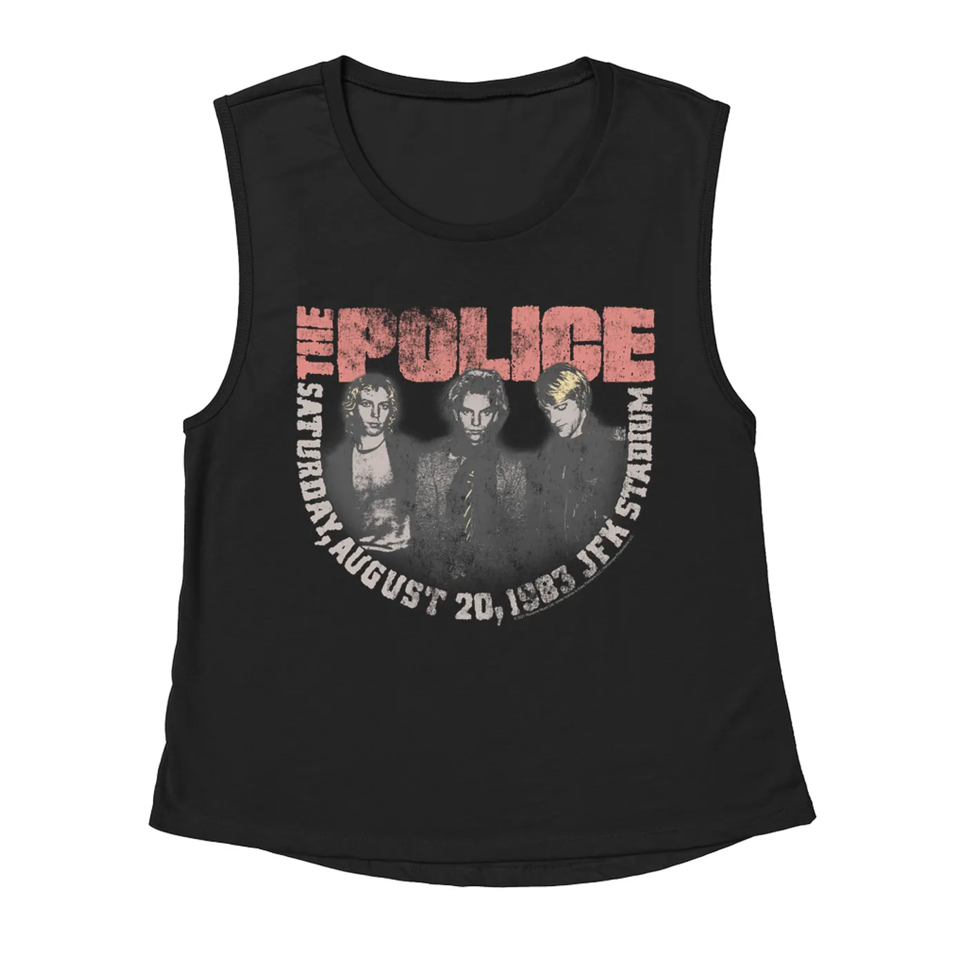 The Police Ladies' Muscle Tank Top | JFK Statium 1983 Concert Distressed The Police Shirt