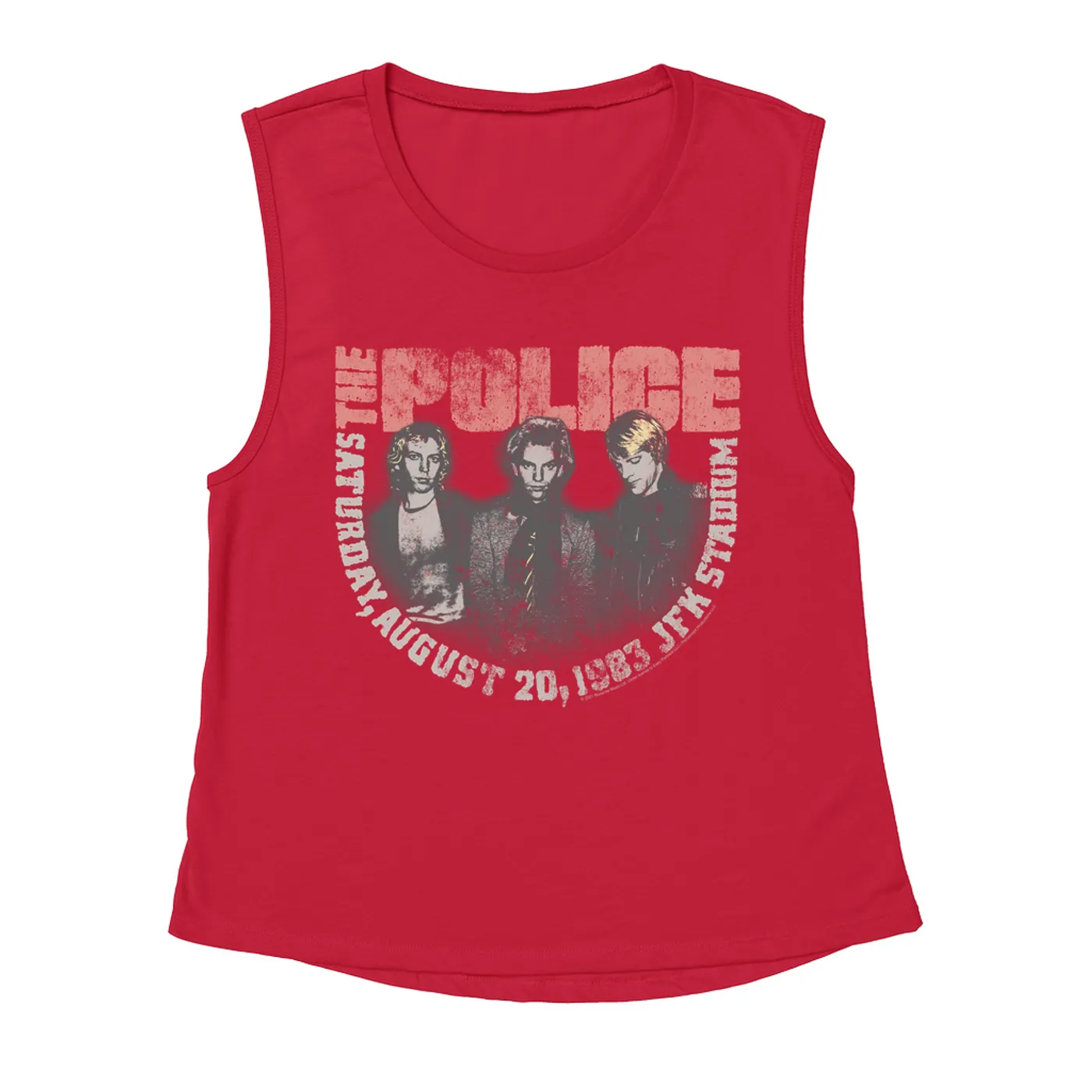 The Police Ladies' Muscle Tank Top | JFK Statium 1983 Concert Distressed The Police Shirt