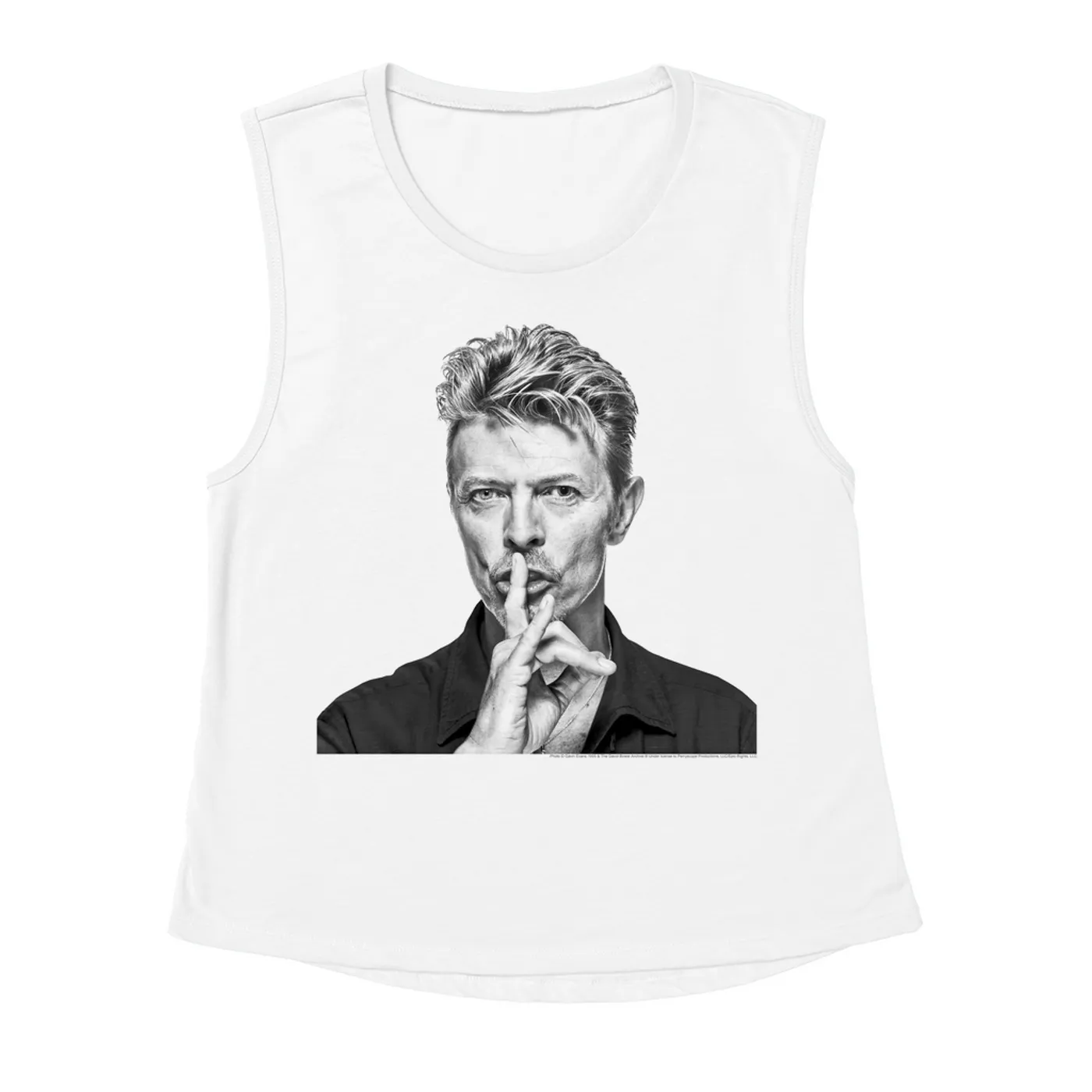 David Bowie Ladies' Muscle Tank Top | Bowie Black And White Photo David Bowie Shirt