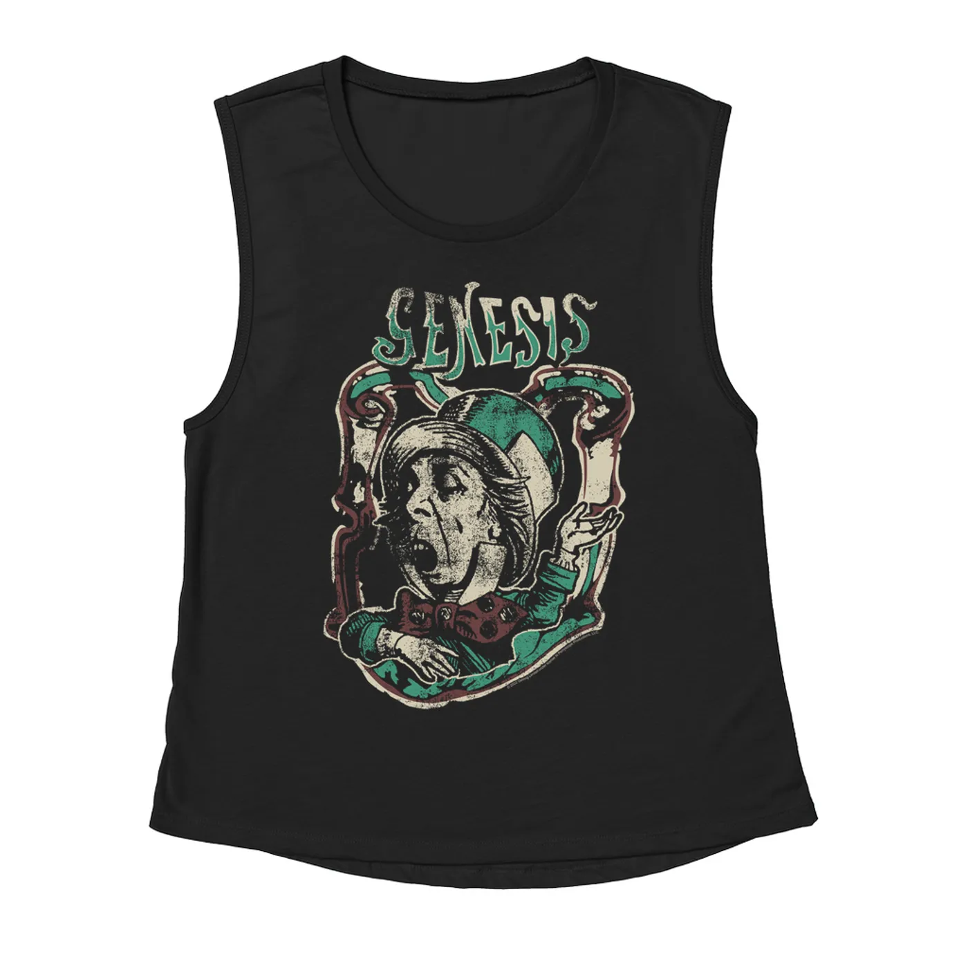 Genesis Ladies' Muscle Tank Top | Genesis And The Mad Hatter Distressed Genesis Shirt
