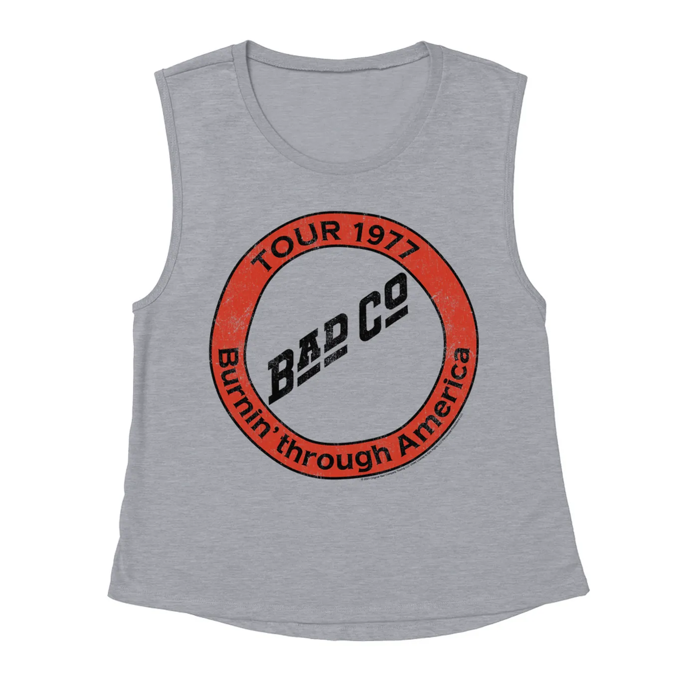 Bad Company Ladies' Muscle Tank Top | Burnin Sky Tour 1977 Distressed Bad Company Shirt